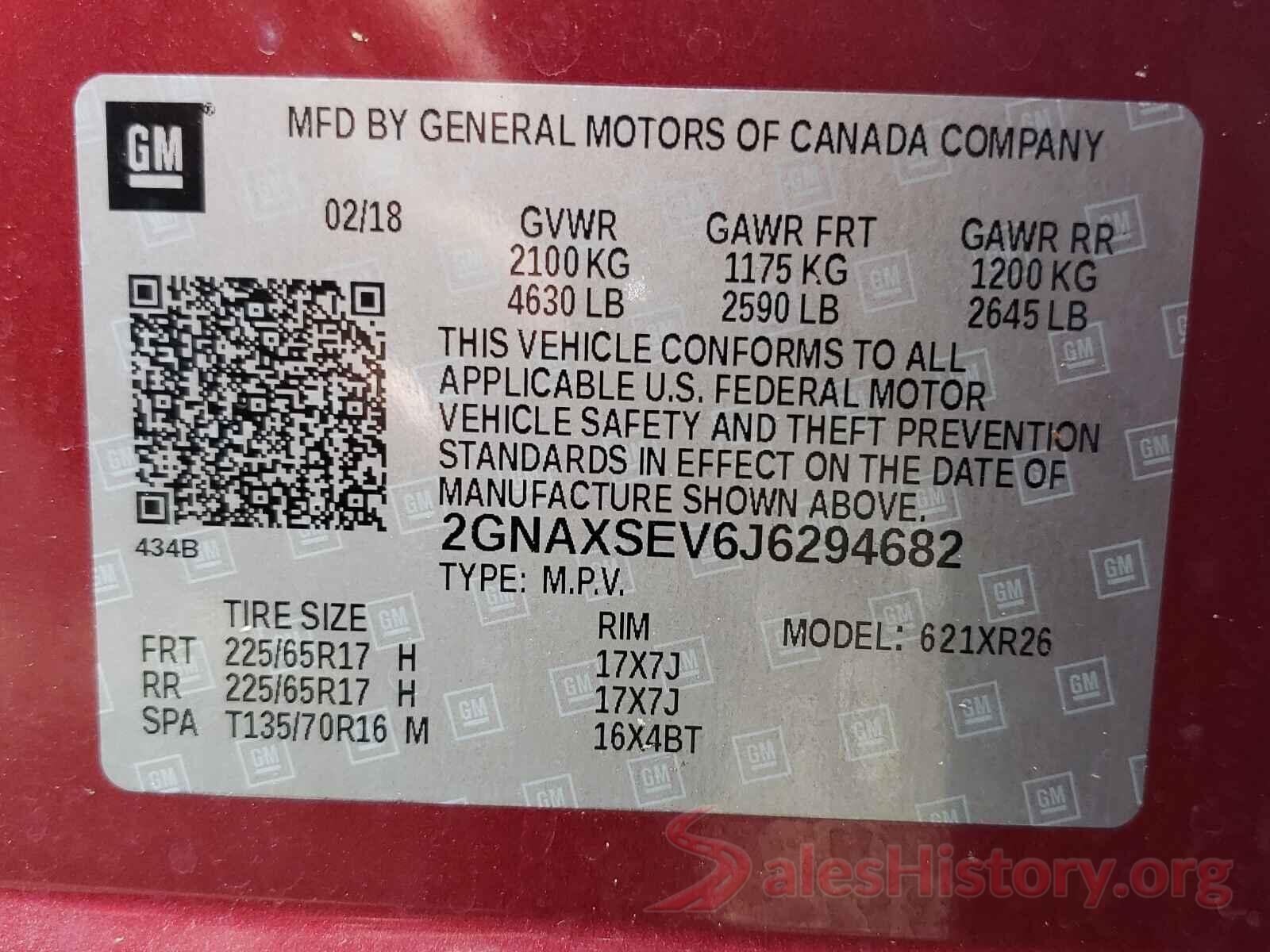 2GNAXSEV6J6294682 2018 CHEVROLET EQUINOX