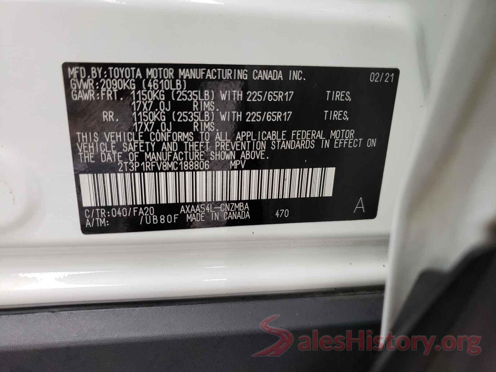 2T3P1RFV8MC188806 2021 TOYOTA RAV4