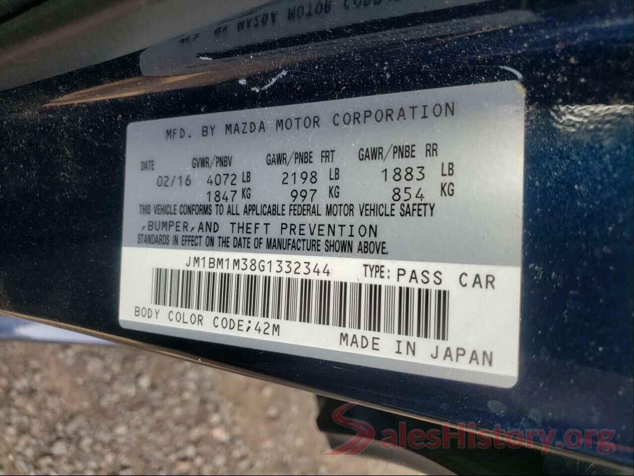 JM1BM1M38G1332344 2016 MAZDA 3