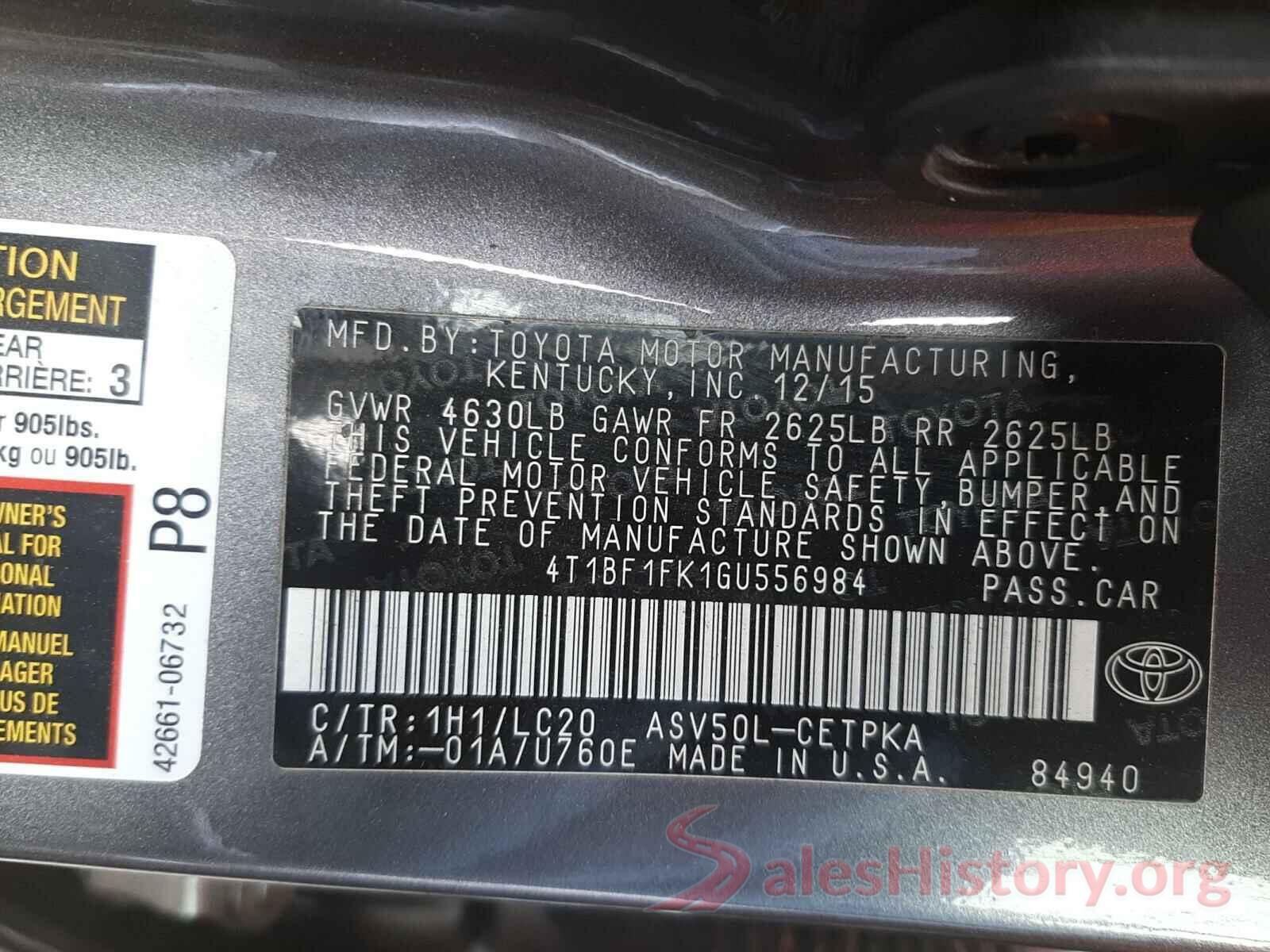 4T1BF1FK1GU556984 2016 TOYOTA CAMRY