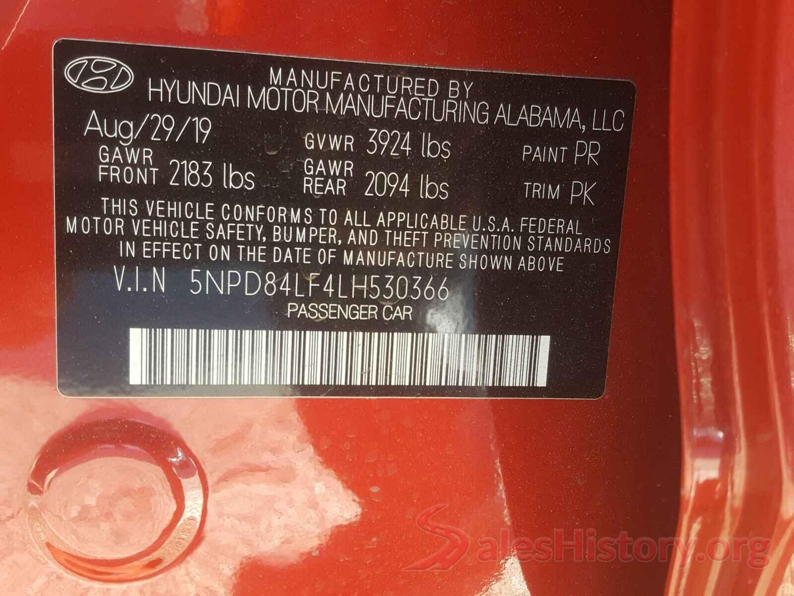 5NPD84LF4LH530366 2020 HYUNDAI ELANTRA