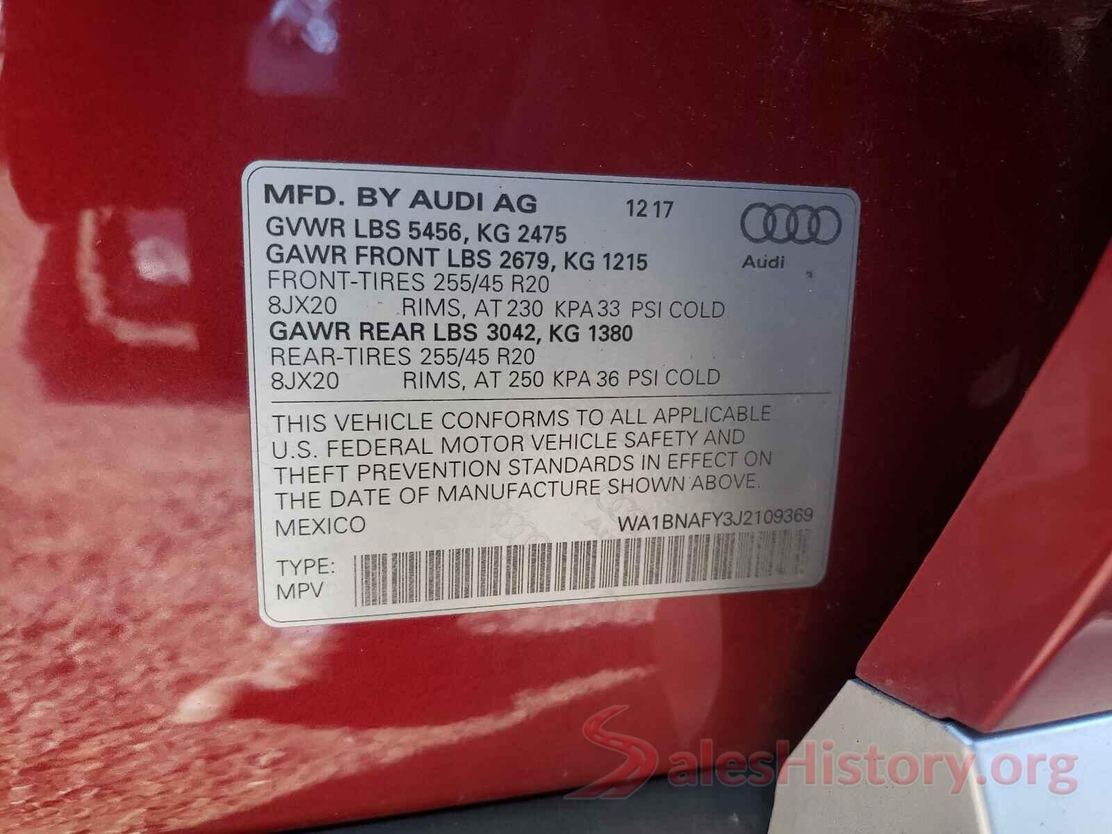 WA1BNAFY3J2109369 2018 AUDI Q5