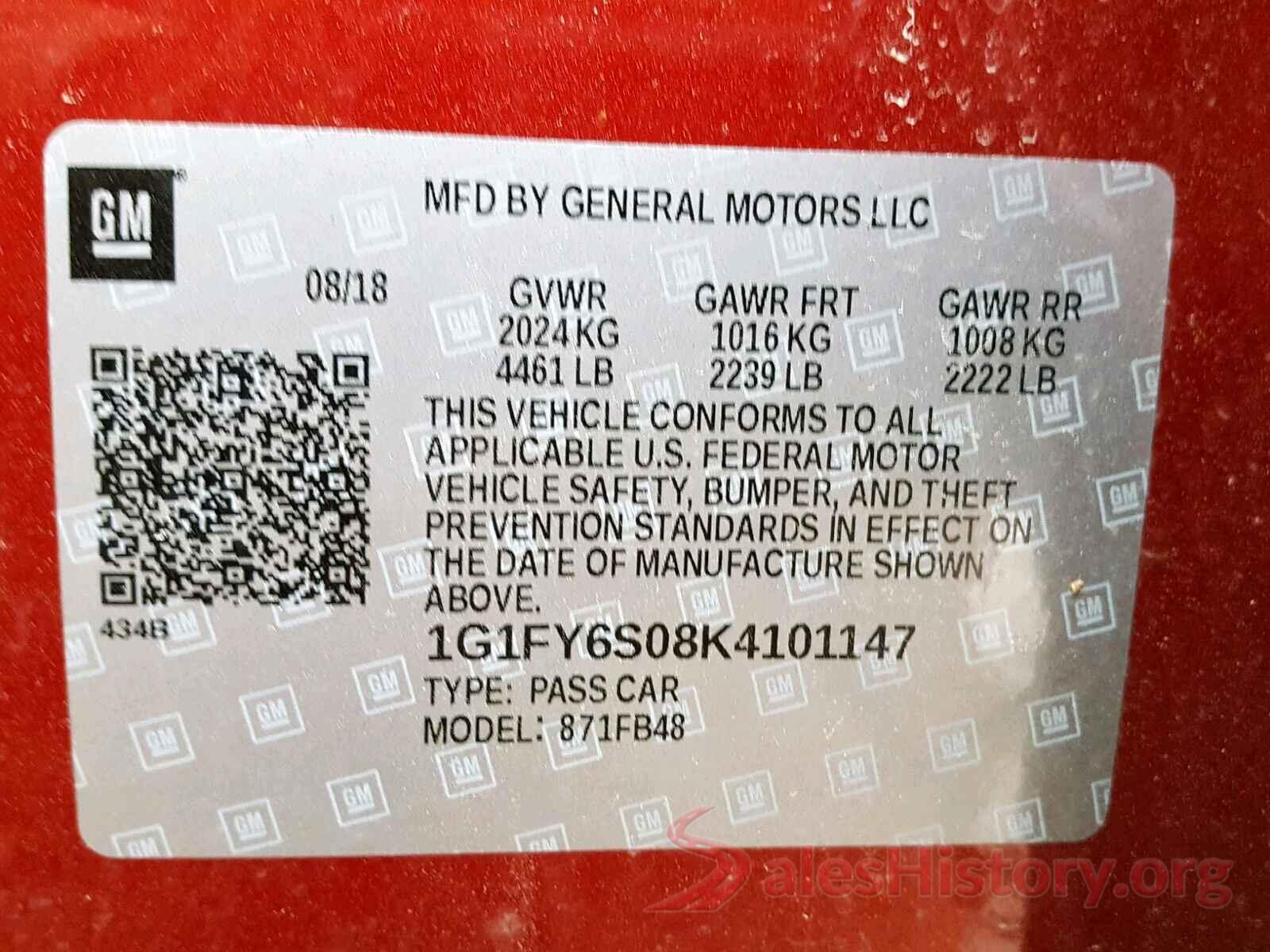 1G1FY6S08K4101147 2019 CHEVROLET BOLT