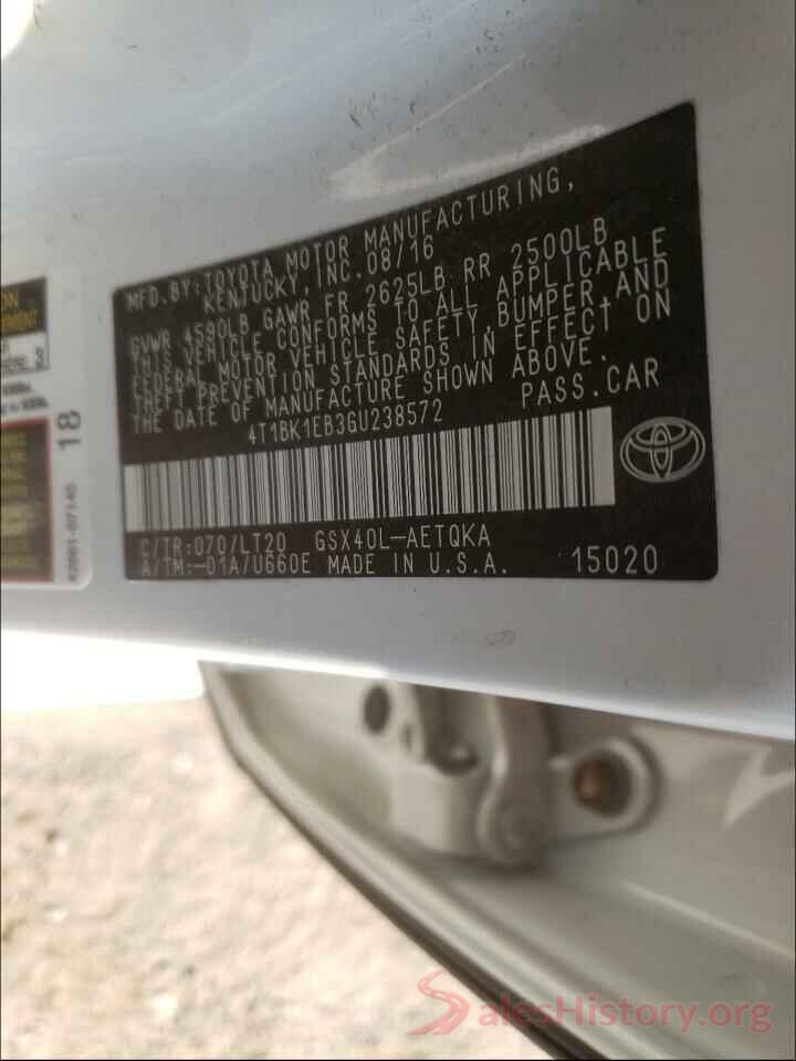 4T1BK1EB3GU238572 2016 TOYOTA AVALON