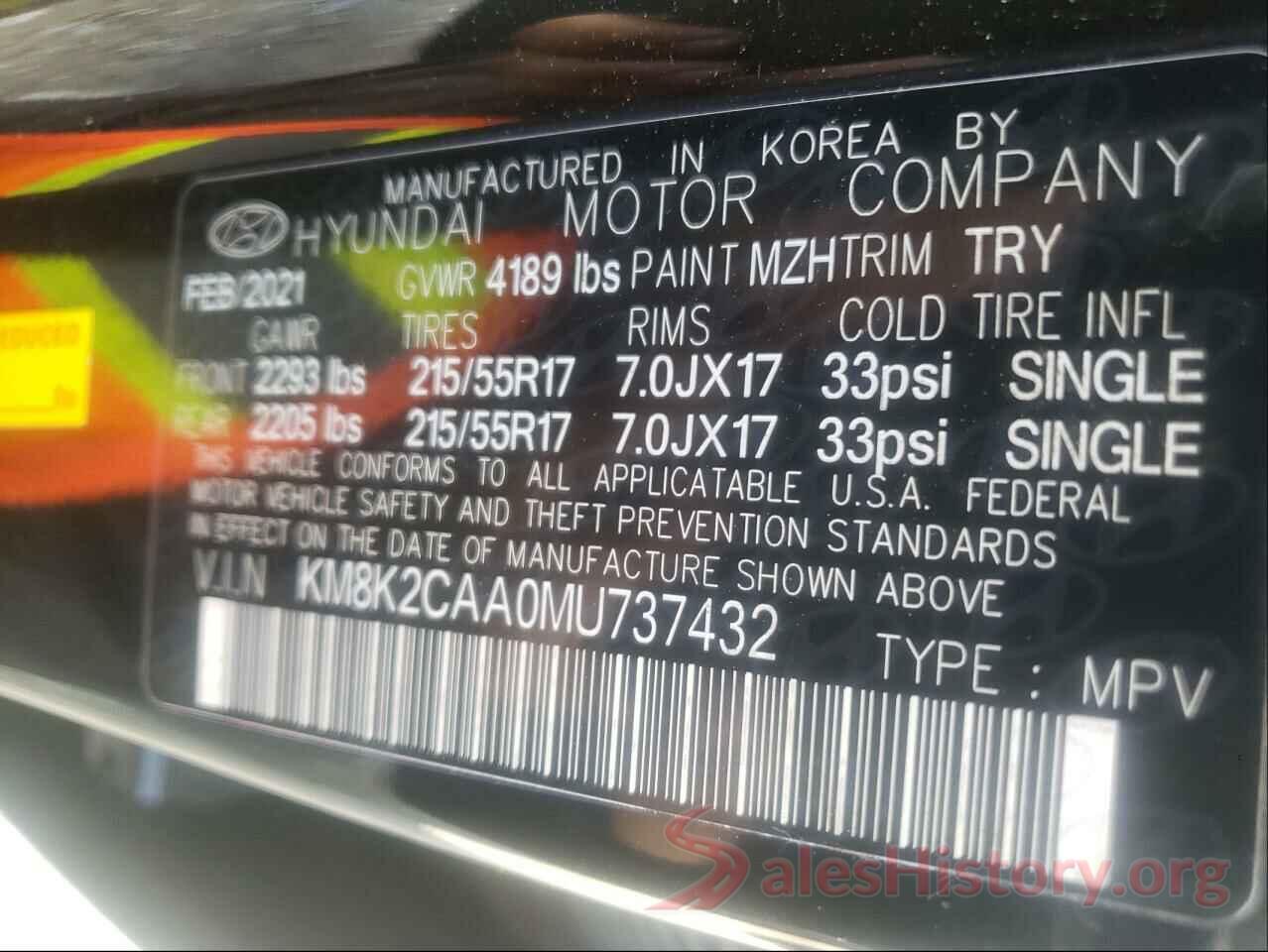 KM8K2CAA0MU737432 2021 HYUNDAI KONA