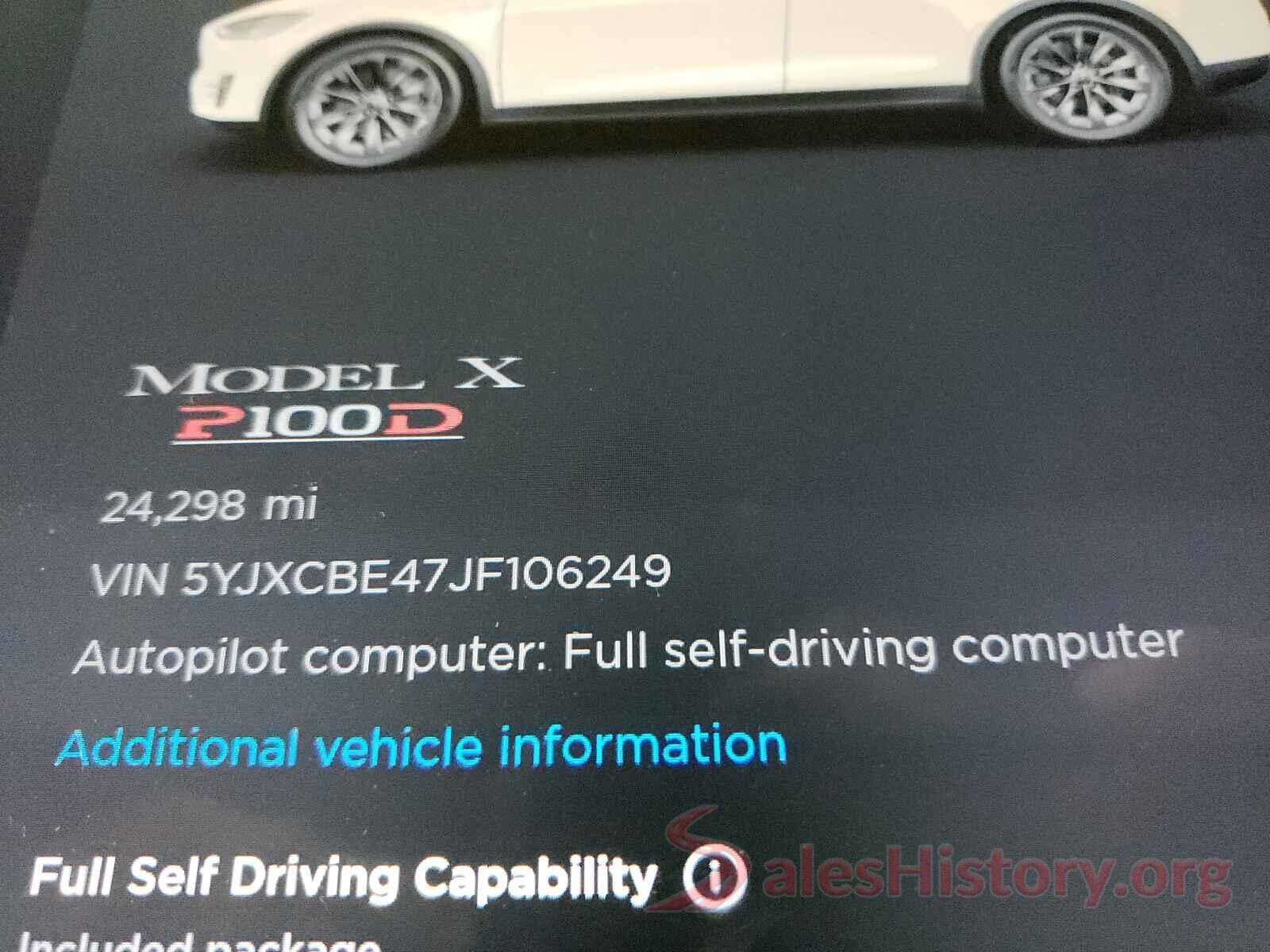 5YJXCBE47JF106249 2018 TESLA MODEL X