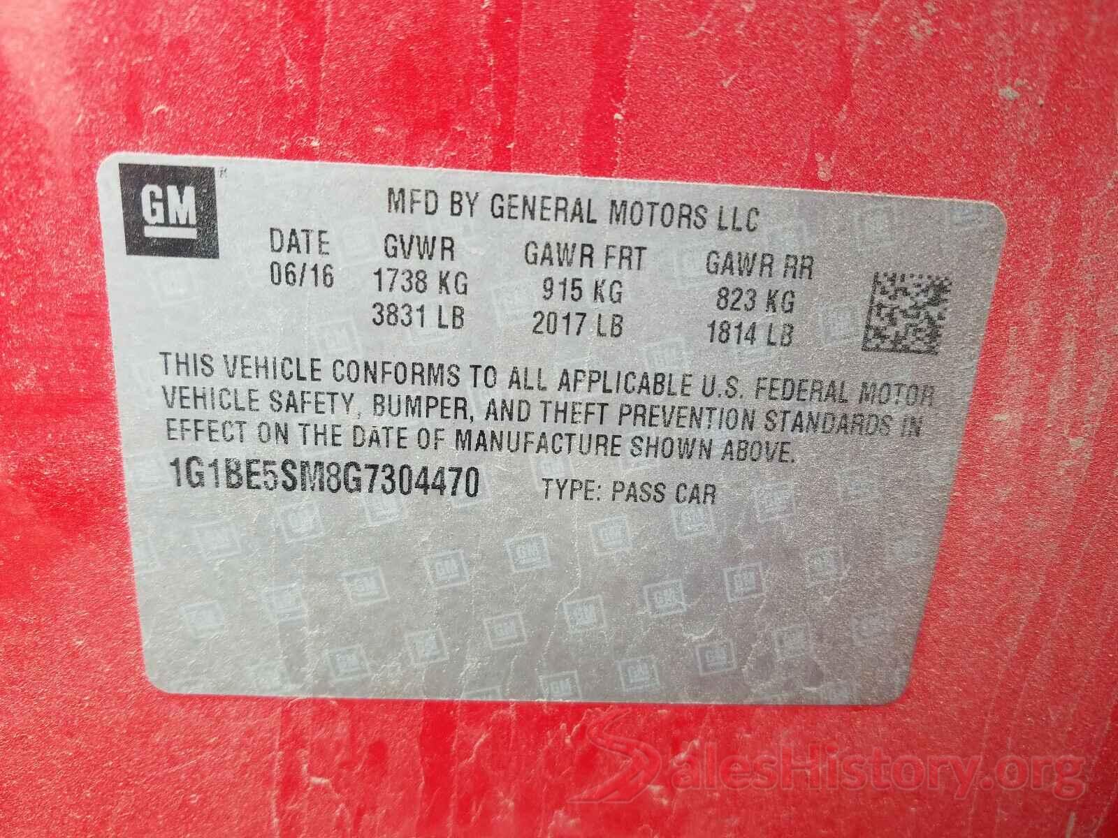 1G1BE5SM8G7304470 2016 CHEVROLET CRUZE