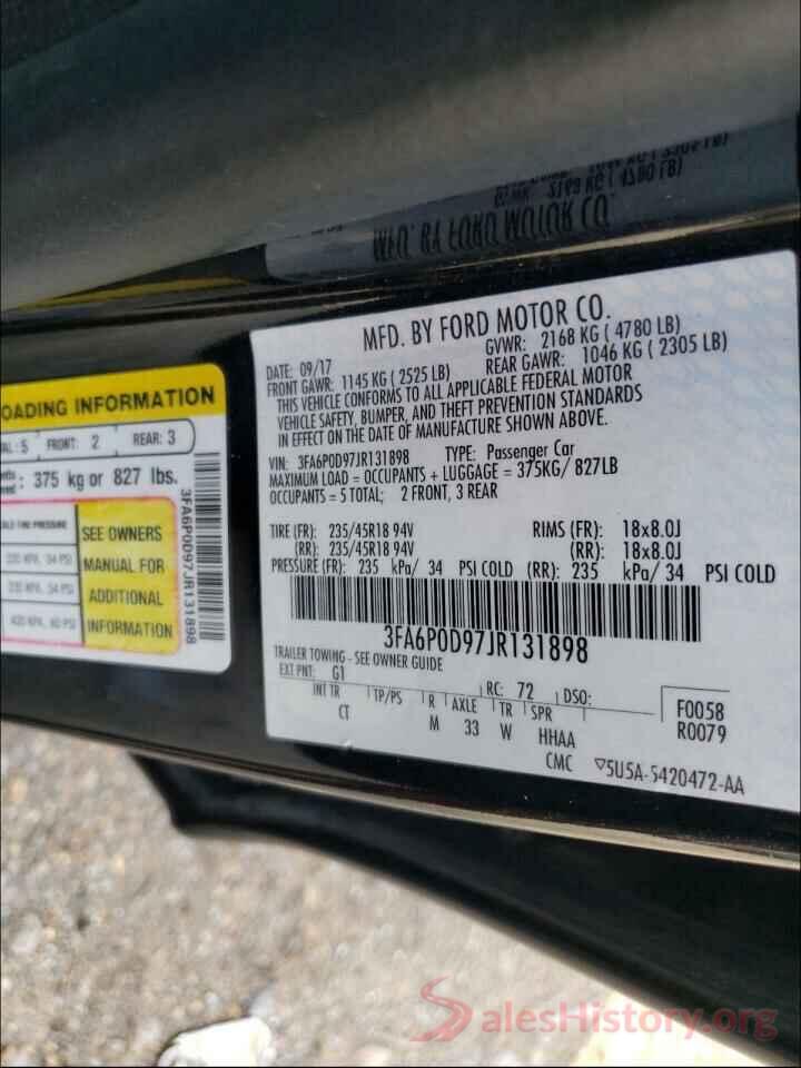 3FA6P0D97JR131898 2018 FORD FUSION