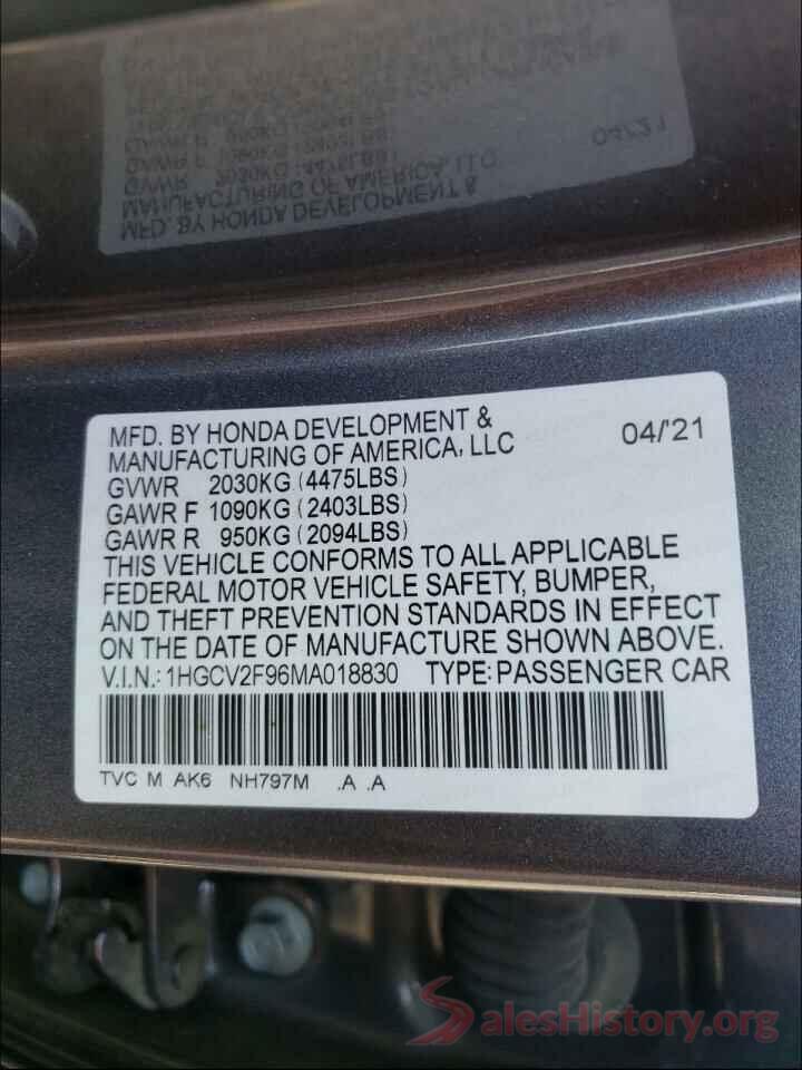 1HGCV2F96MA018830 2021 HONDA ACCORD