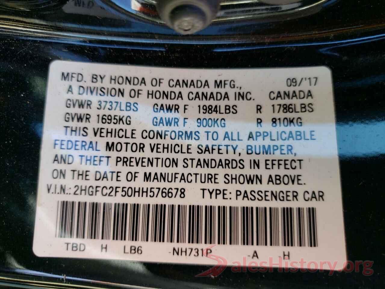 2HGFC2F50HH576678 2017 HONDA CIVIC