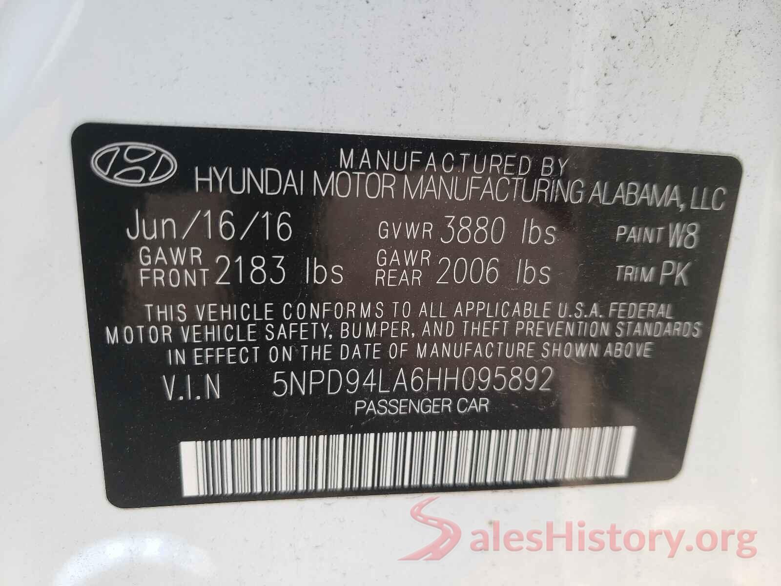 5NPD94LA6HH095892 2017 HYUNDAI ELANTRA