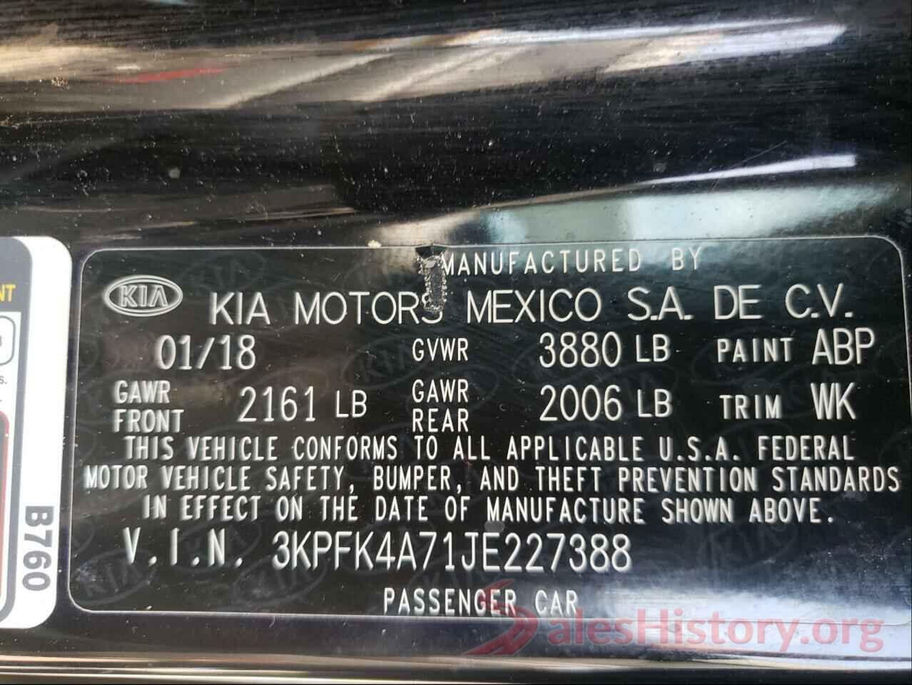 3KPFK4A71JE227388 2018 KIA FORTE