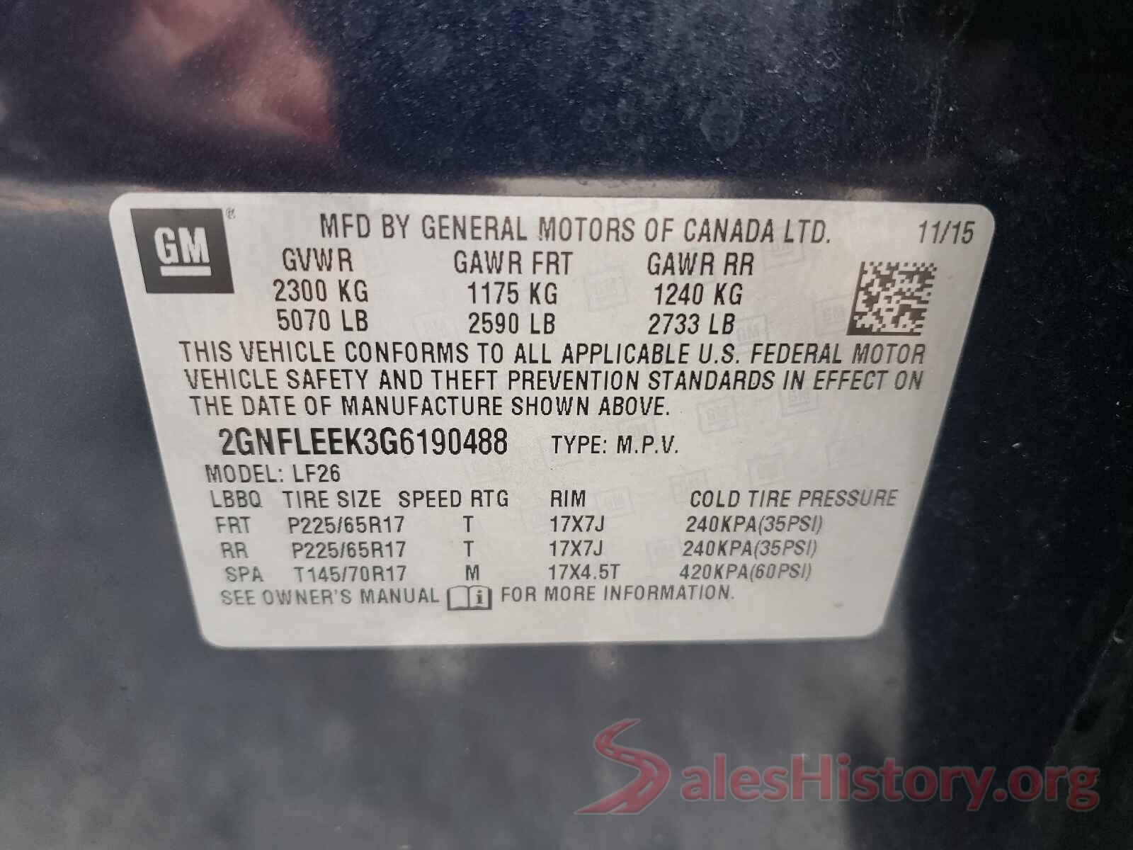 2GNFLEEK3G6190488 2016 CHEVROLET EQUINOX