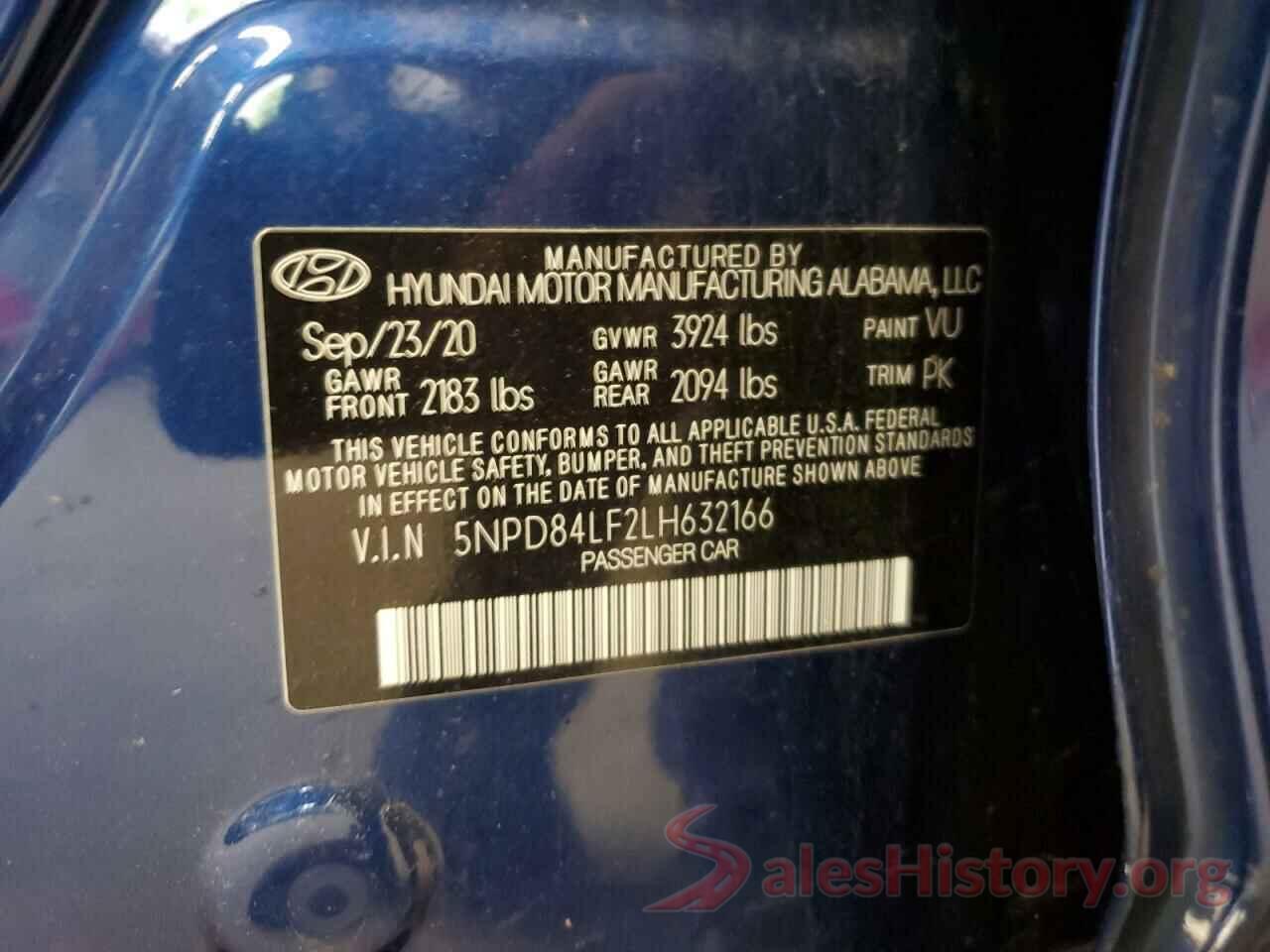 5NPD84LF2LH632166 2020 HYUNDAI ELANTRA