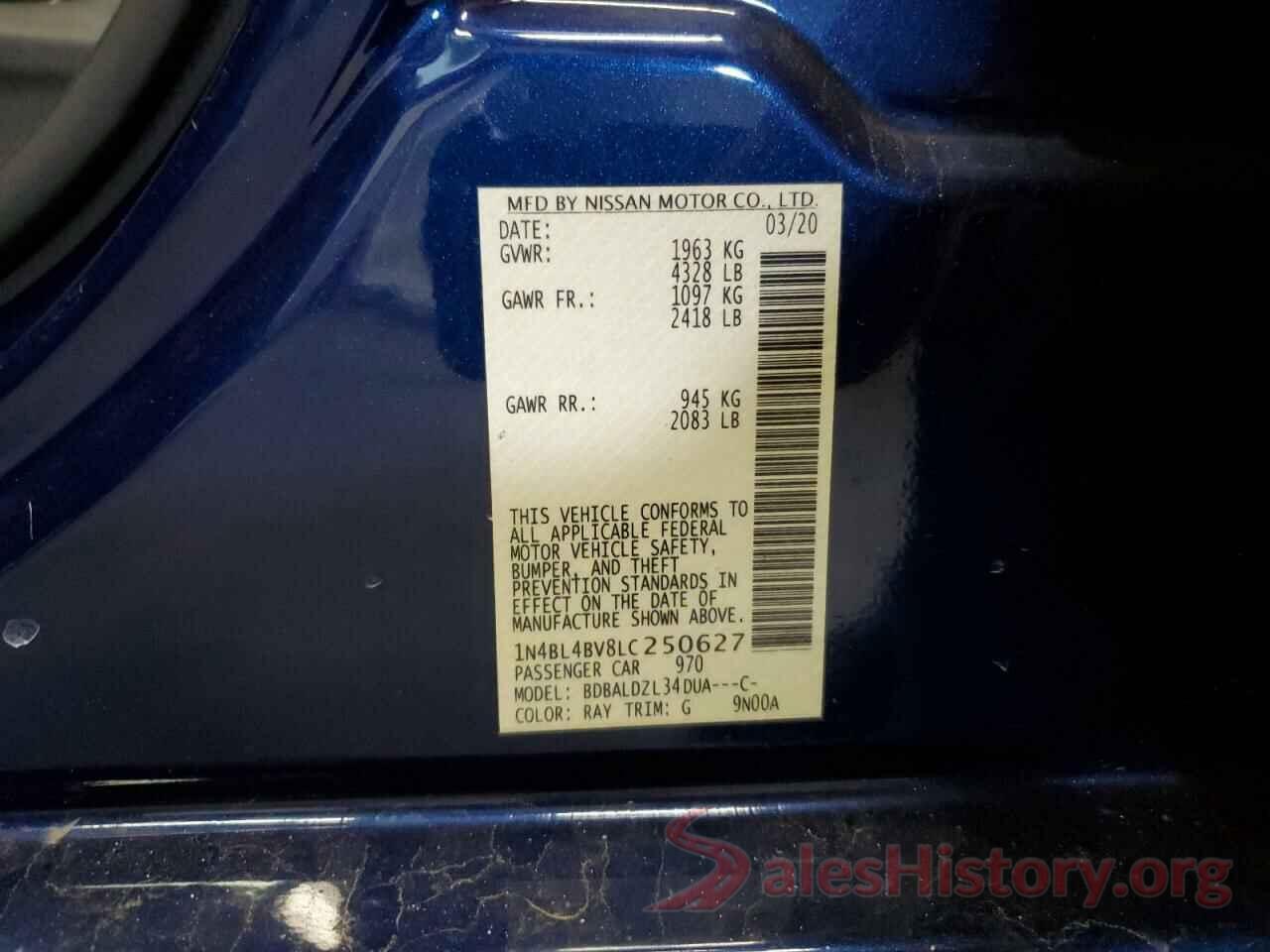 1N4BL4BV8LC250627 2020 NISSAN ALTIMA