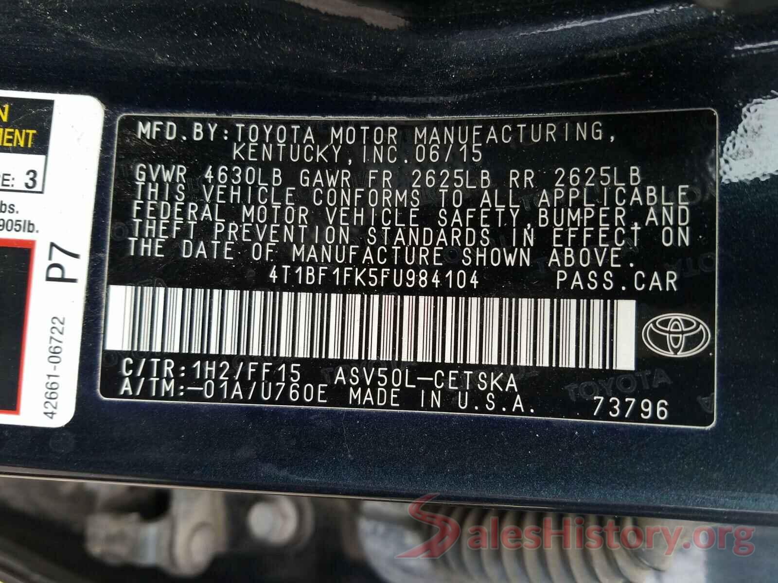 4T1BF1FK5FU984104 2015 TOYOTA CAMRY