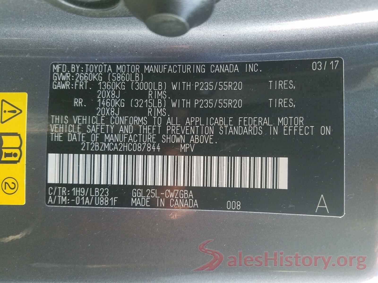 2T2BZMCA2HC087844 2017 LEXUS RX350