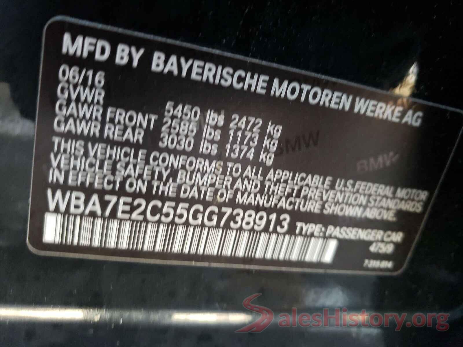 WBA7E2C55GG738913 2016 BMW 7 SERIES