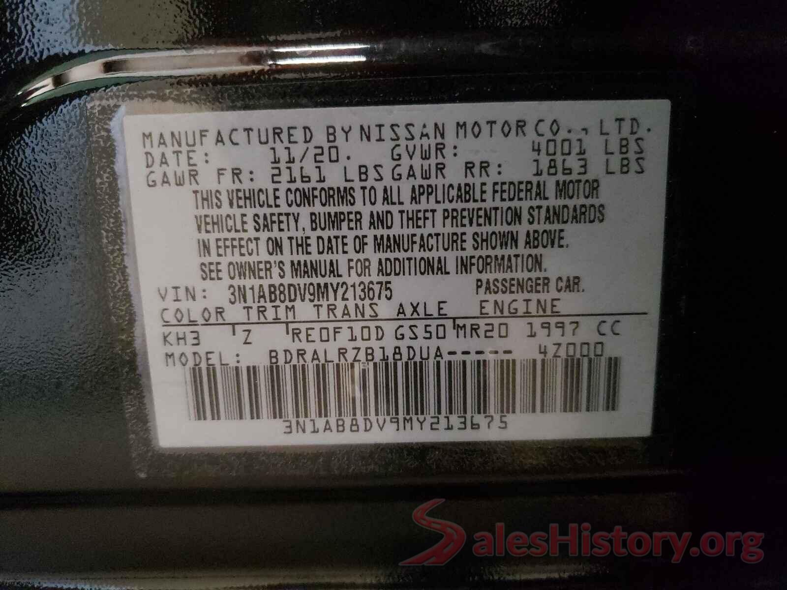 3N1AB8DV9MY213675 2021 NISSAN SENTRA