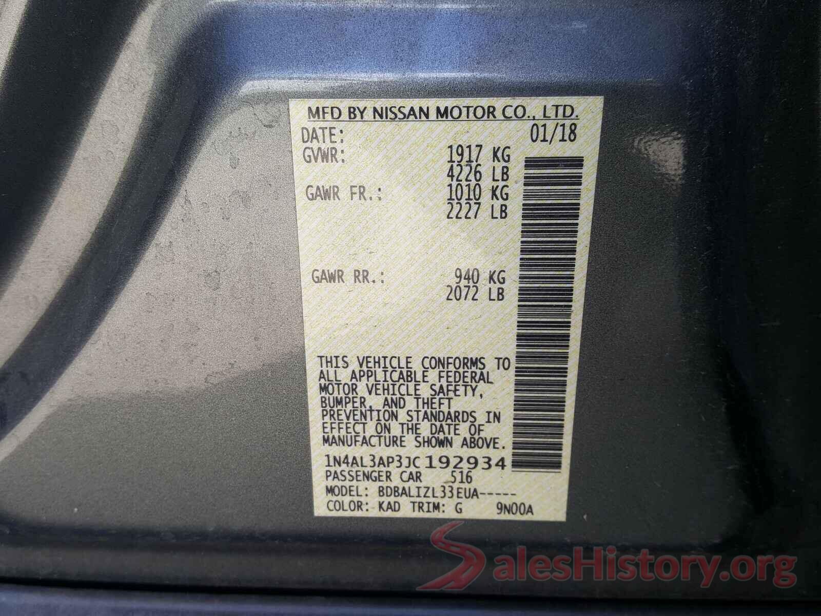 1N4AL3AP3JC192934 2018 NISSAN ALTIMA