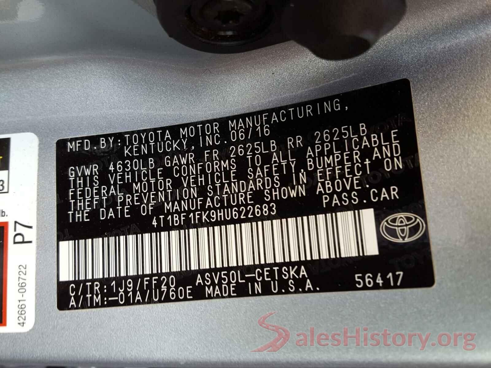 4T1BF1FK9HU622683 2017 TOYOTA CAMRY