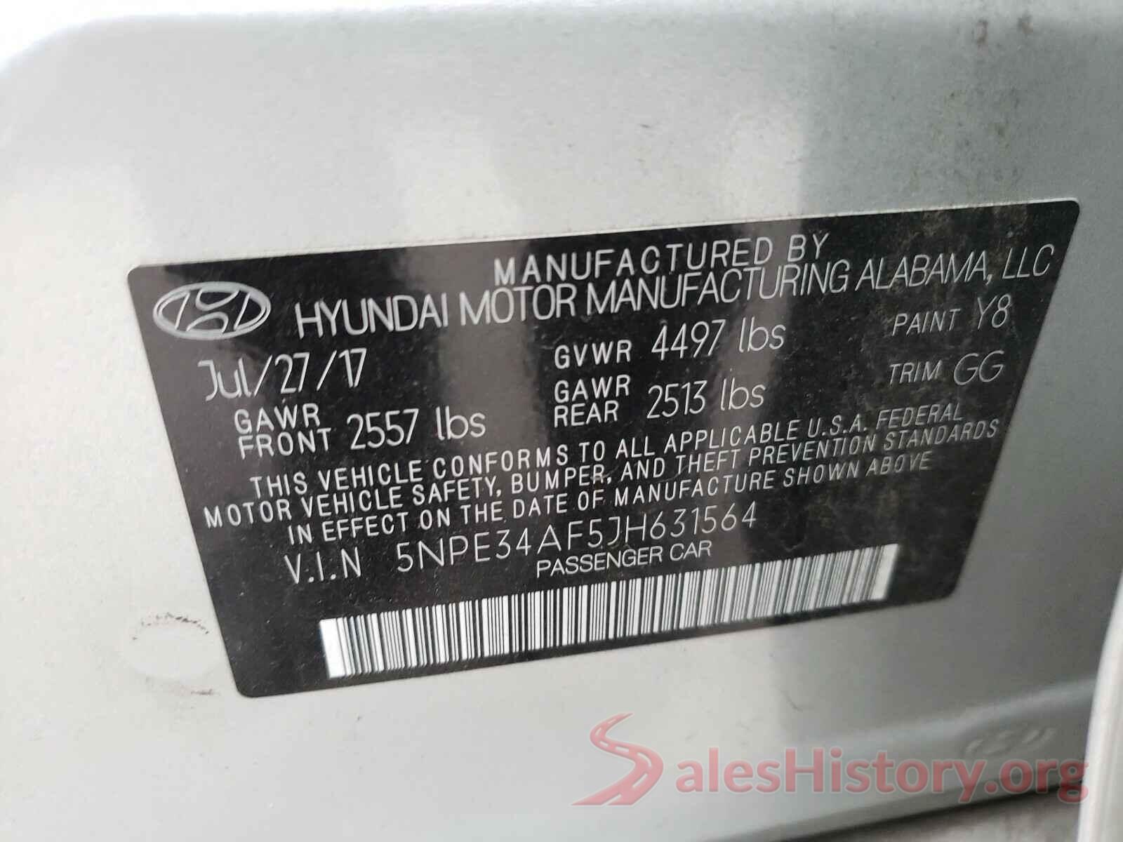 5NPE34AF5JH631564 2018 HYUNDAI SONATA