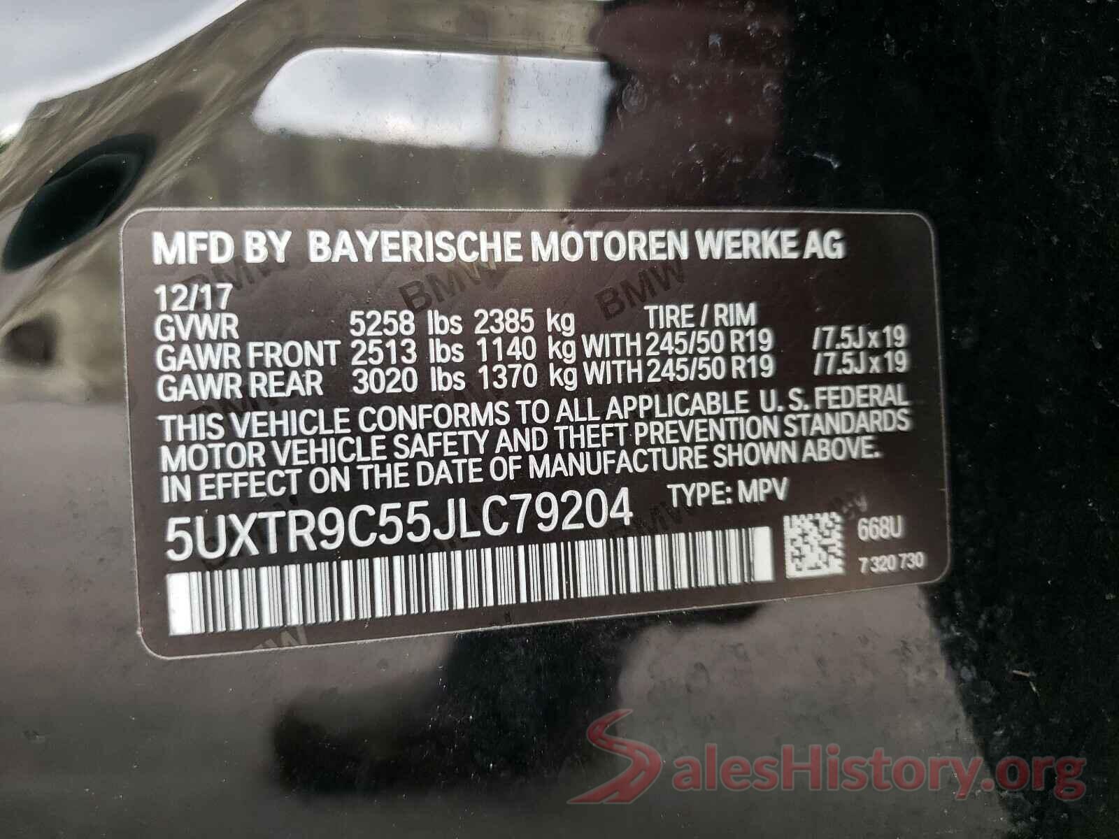 5UXTR9C55JLC79204 2018 BMW X3