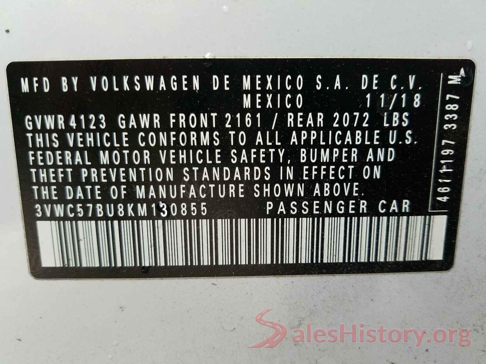 3VWC57BU8KM130855 2019 VOLKSWAGEN JETTA