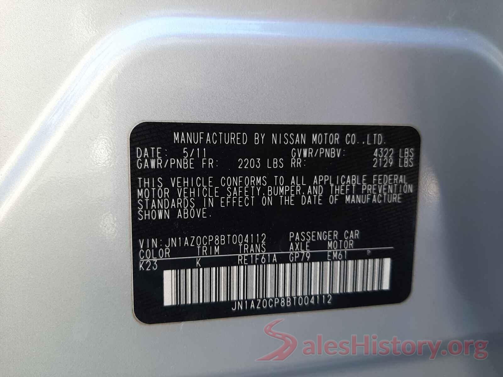 JN1AZ0CP8BT004112 2011 NISSAN LEAF