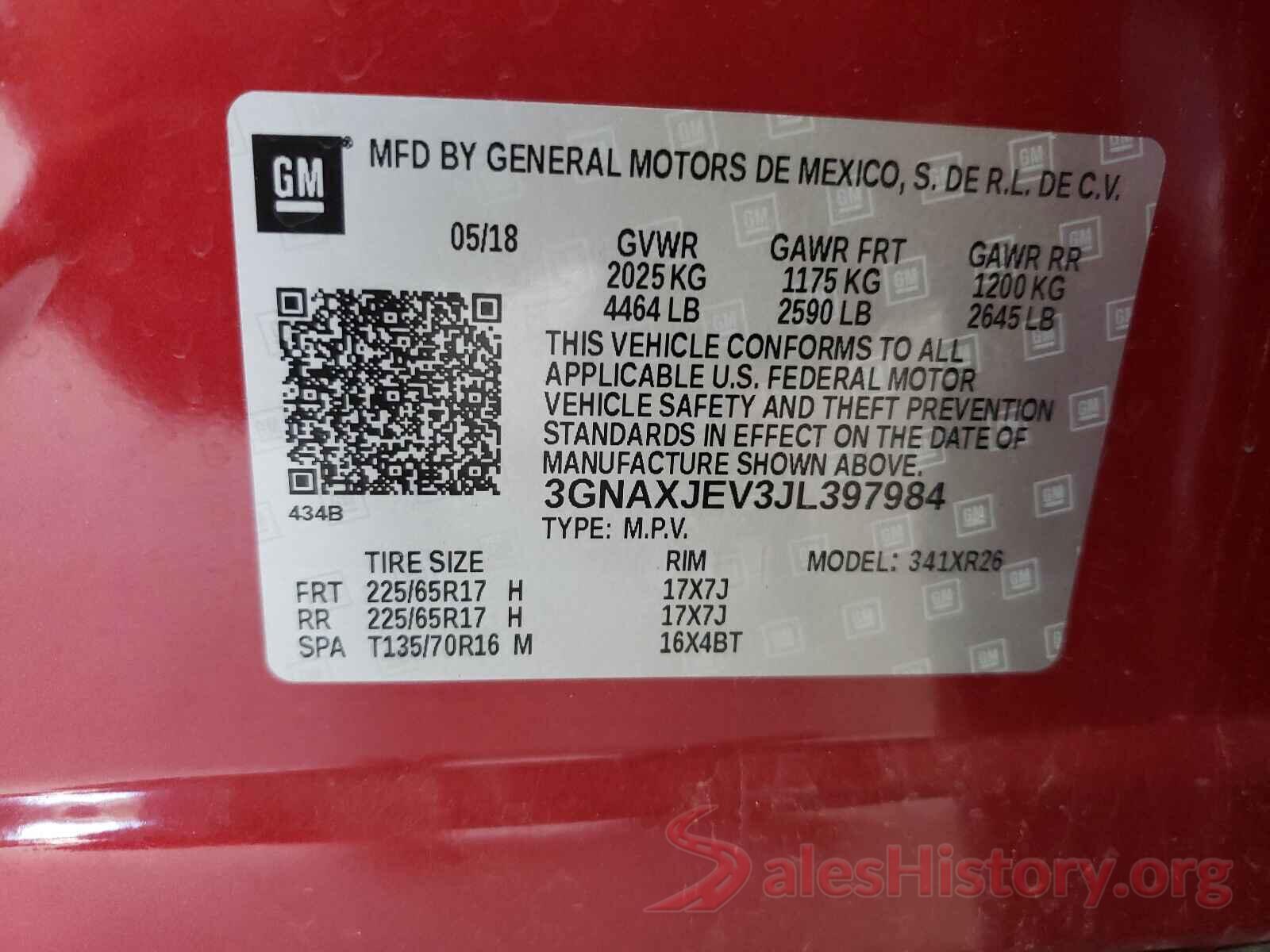 3GNAXJEV3JL397984 2018 CHEVROLET EQUINOX