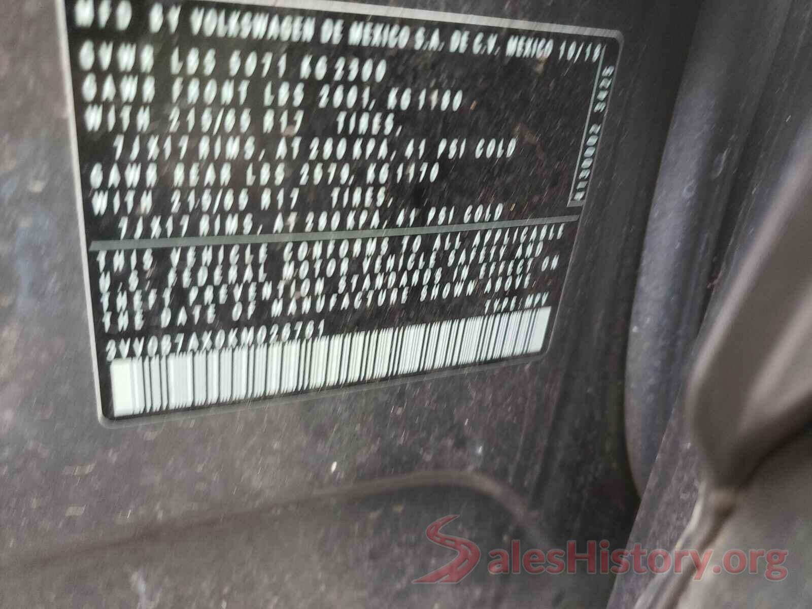 3VV0B7AX0KM026761 2019 VOLKSWAGEN TIGUAN