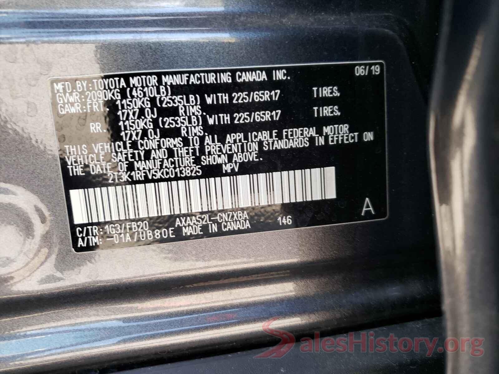 2T3K1RFV5KC013825 2019 TOYOTA RAV4