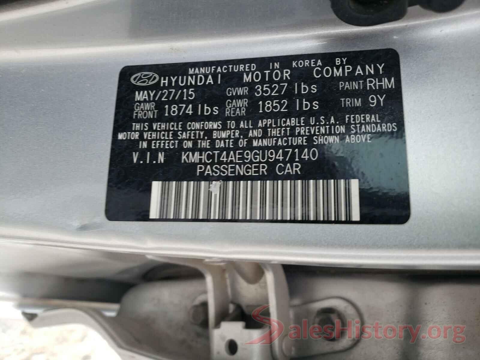 KMHCT4AE9GU947140 2016 HYUNDAI ACCENT