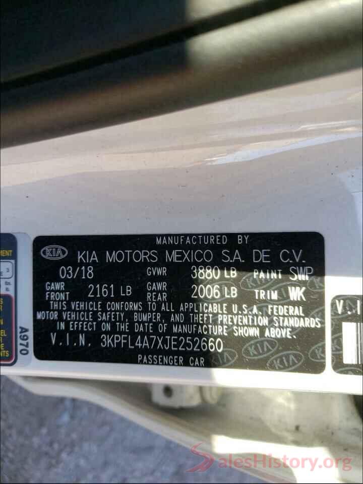 3KPFL4A7XJE252660 2018 KIA FORTE