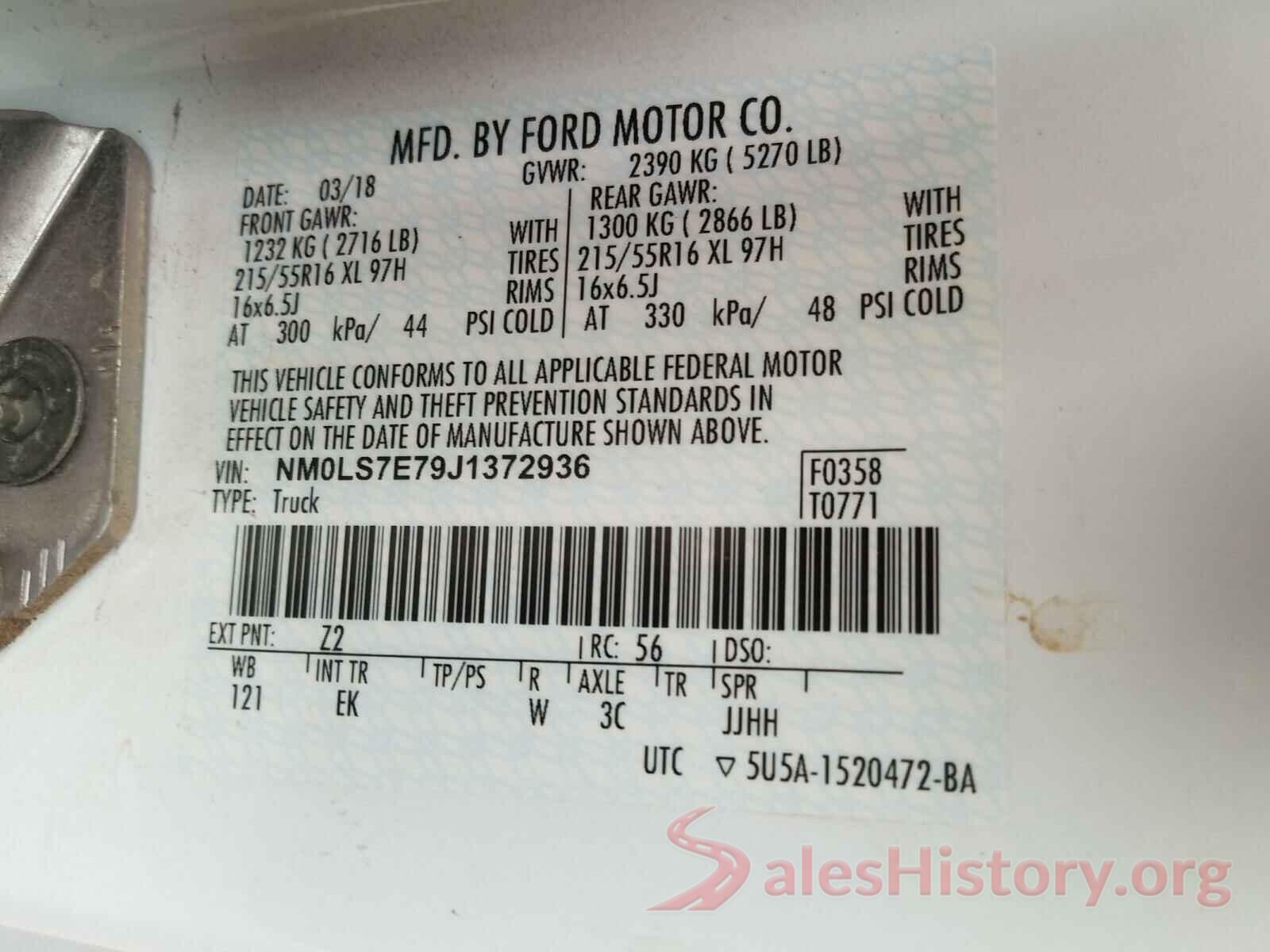 NM0LS7E79J1372936 2018 FORD TRANSIT CO