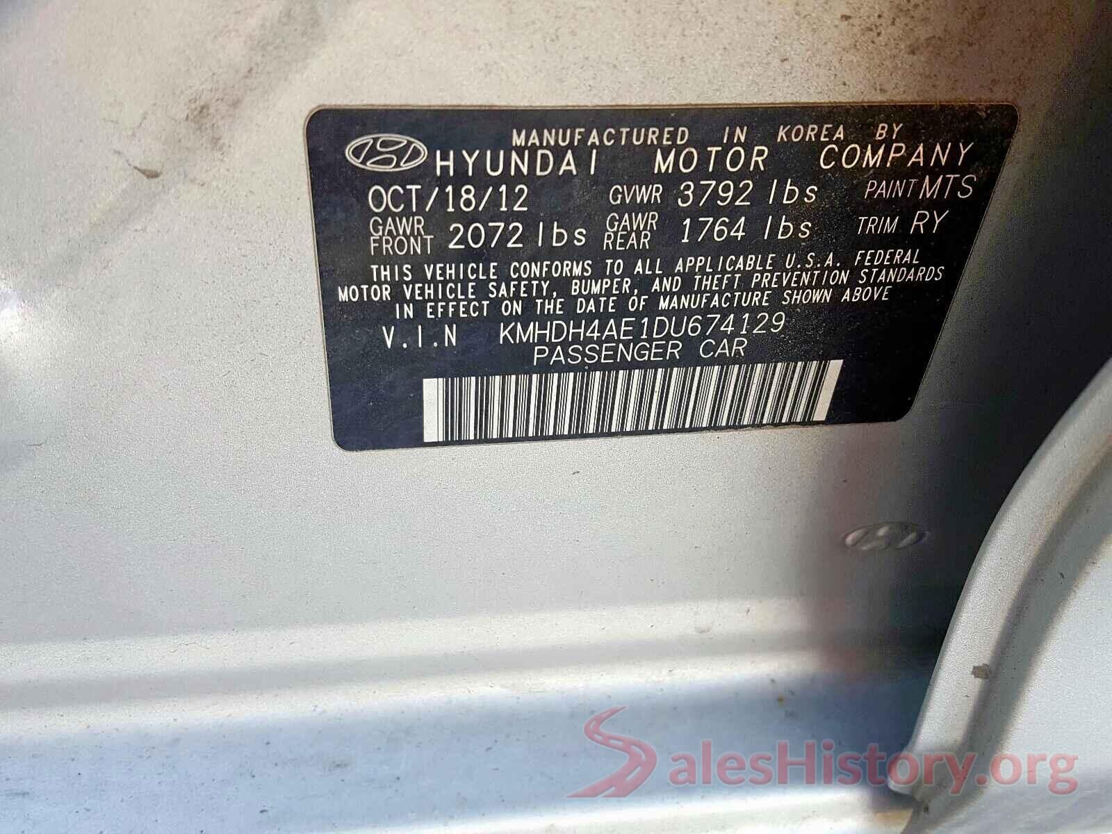 KMHDH4AE1DU674129 2013 HYUNDAI ELANTRA