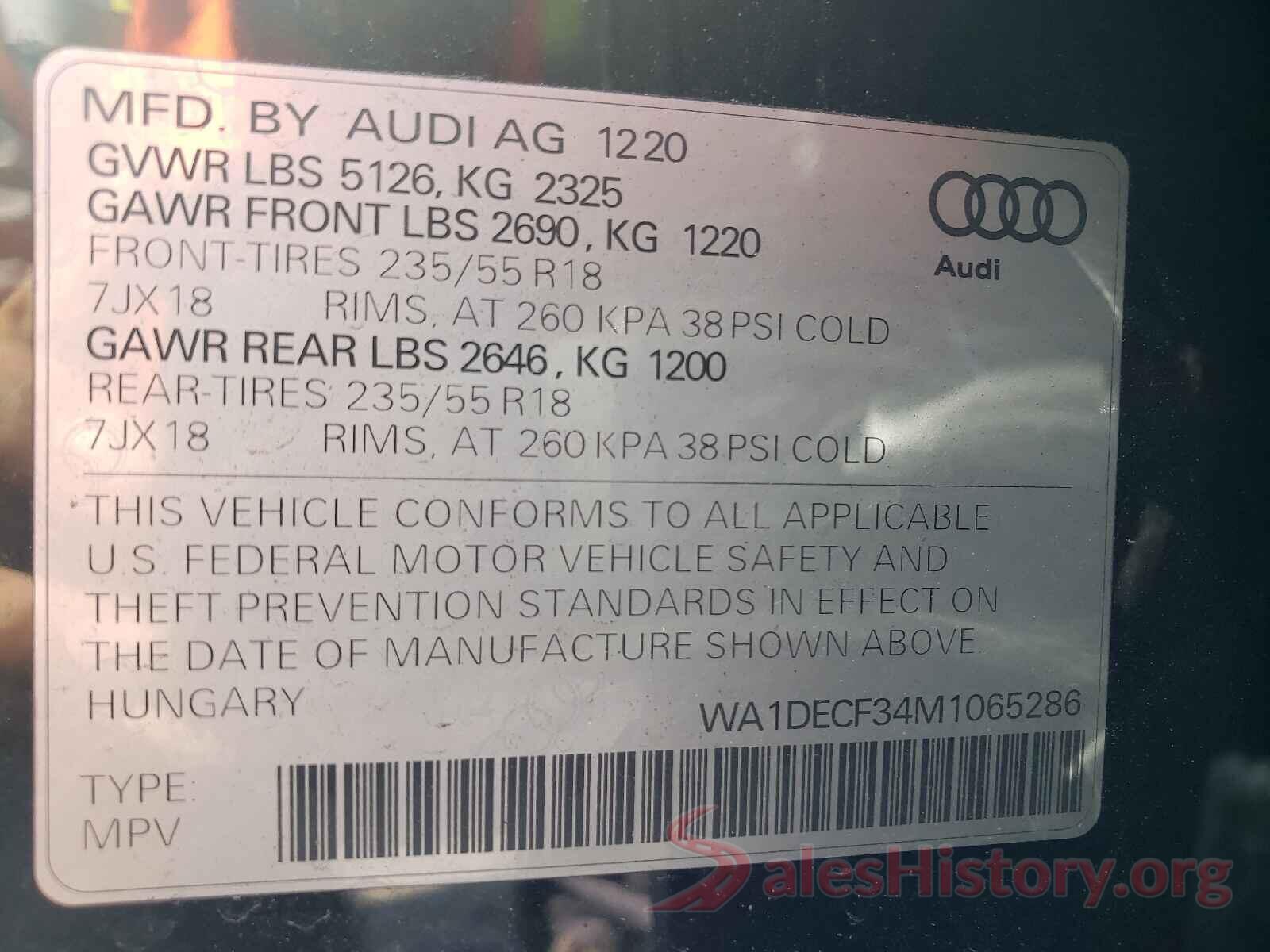 WA1DECF34M1065286 2021 AUDI Q3