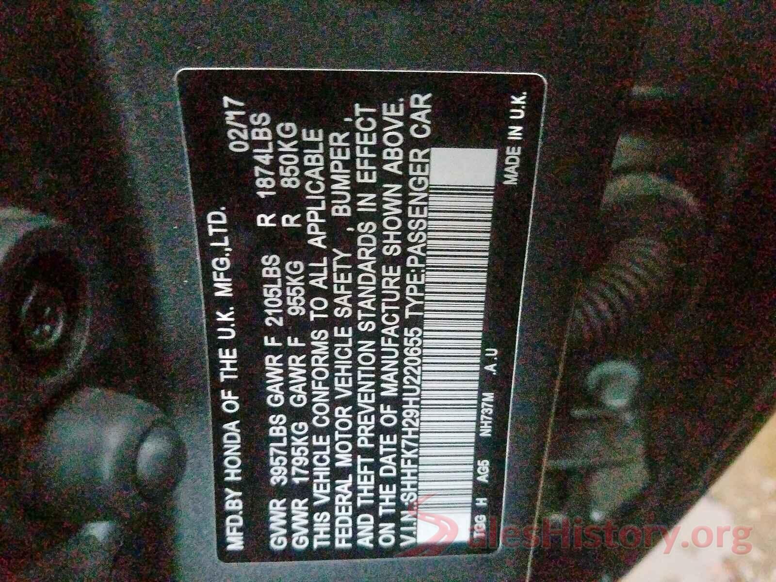 SHHFK7H29HU220655 2017 HONDA CIVIC LX