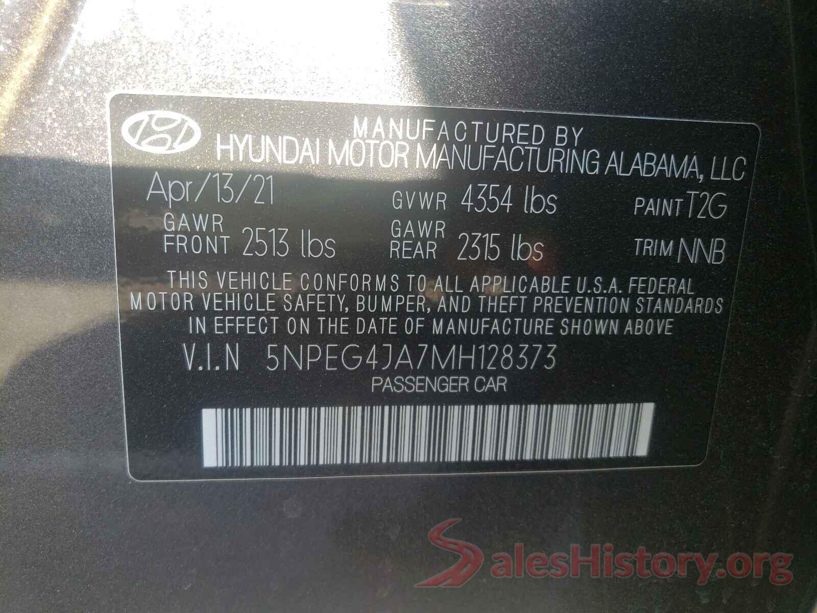 5NPEG4JA7MH128373 2021 HYUNDAI SONATA