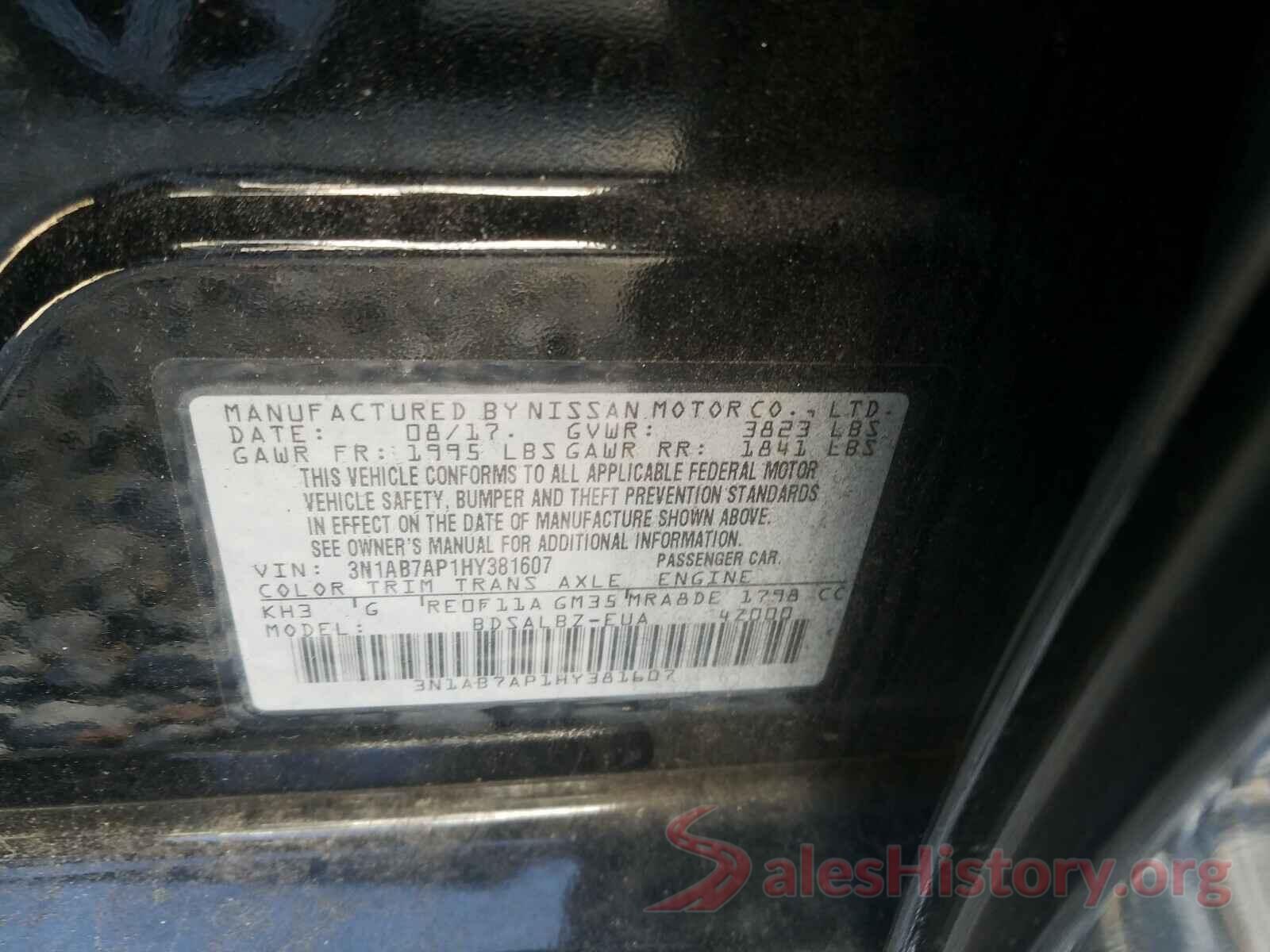 3N1AB7AP1HY381607 2017 NISSAN SENTRA