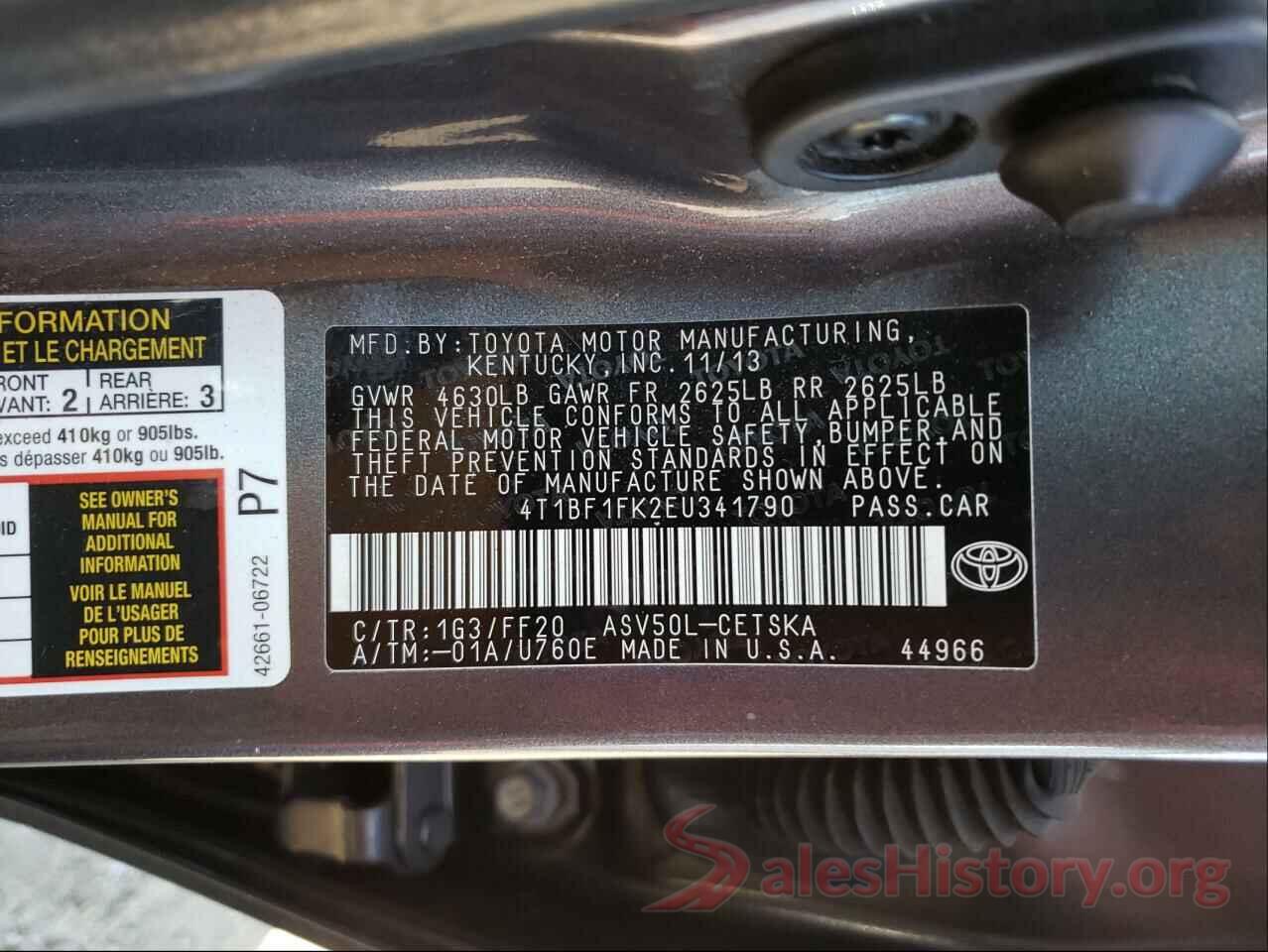 4T1BF1FK2EU341790 2014 TOYOTA CAMRY