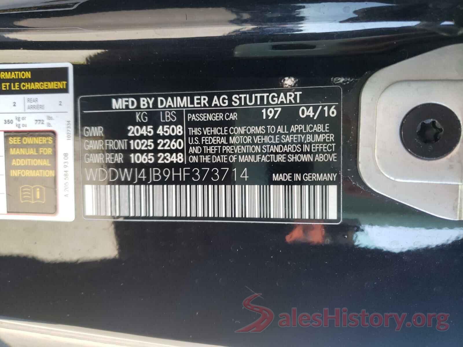 WDDWJ4JB9HF373714 2017 MERCEDES-BENZ C CLASS