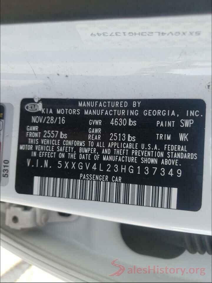 5XXGV4L23HG137349 2017 KIA OPTIMA