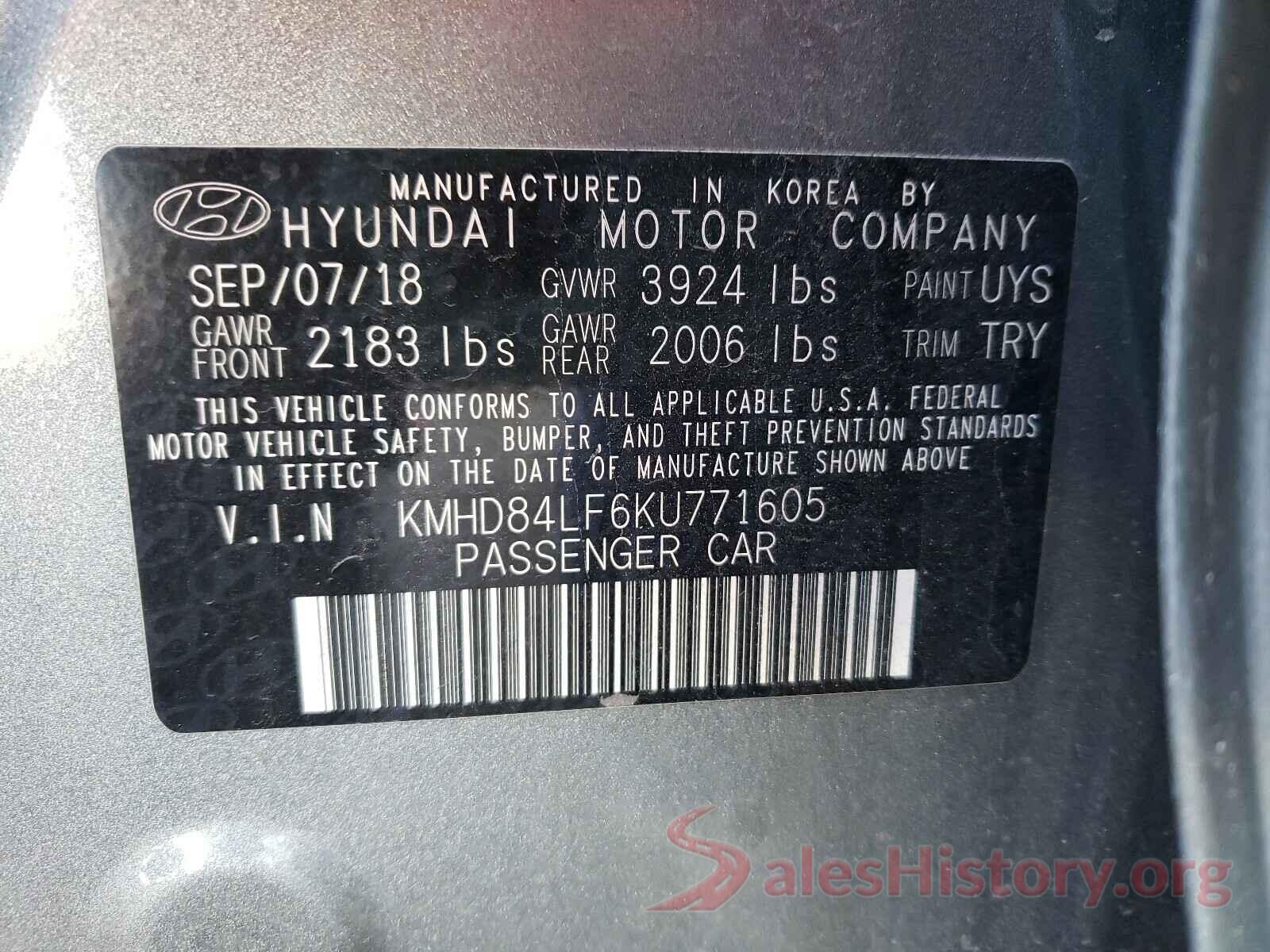 KMHD84LF6KU771605 2019 HYUNDAI ELANTRA