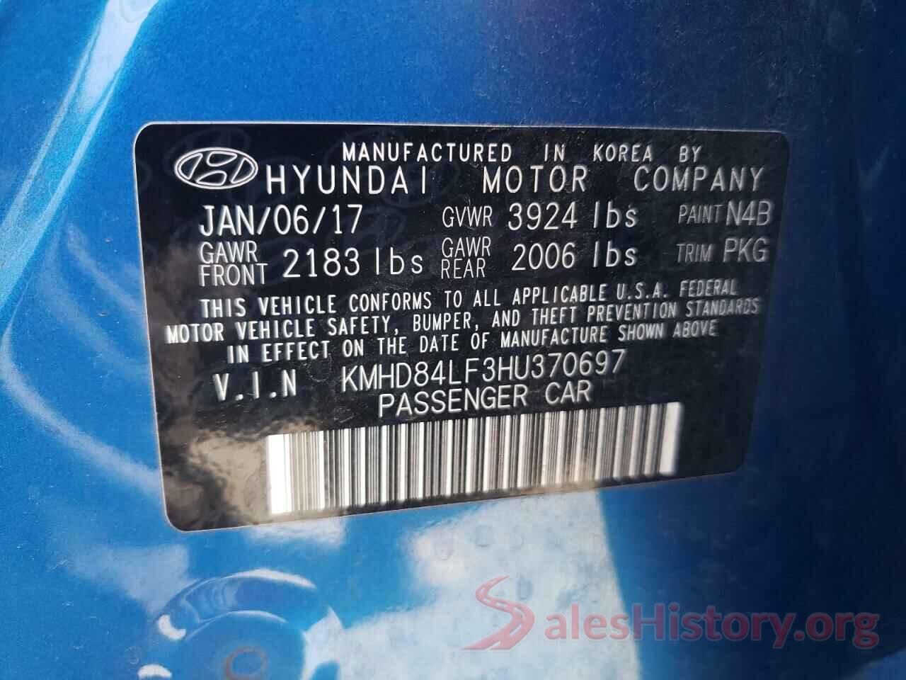 KMHD84LF3HU370697 2017 HYUNDAI ELANTRA