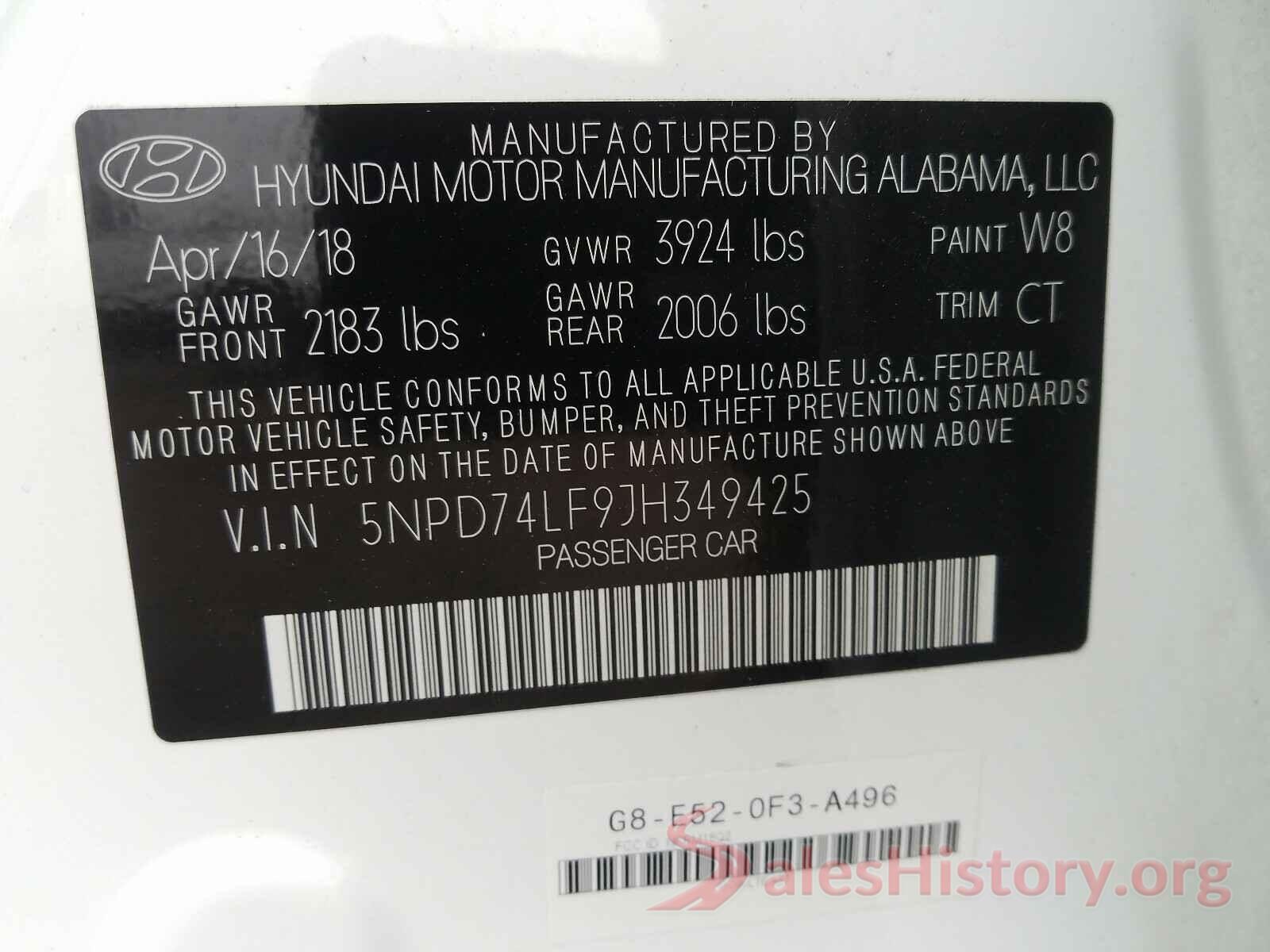 5NPD74LF9JH349425 2018 HYUNDAI ELANTRA