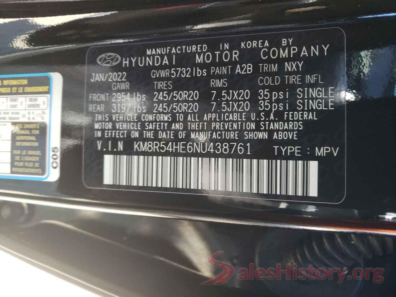 KM8R54HE6NU438761 2022 HYUNDAI PALISADE