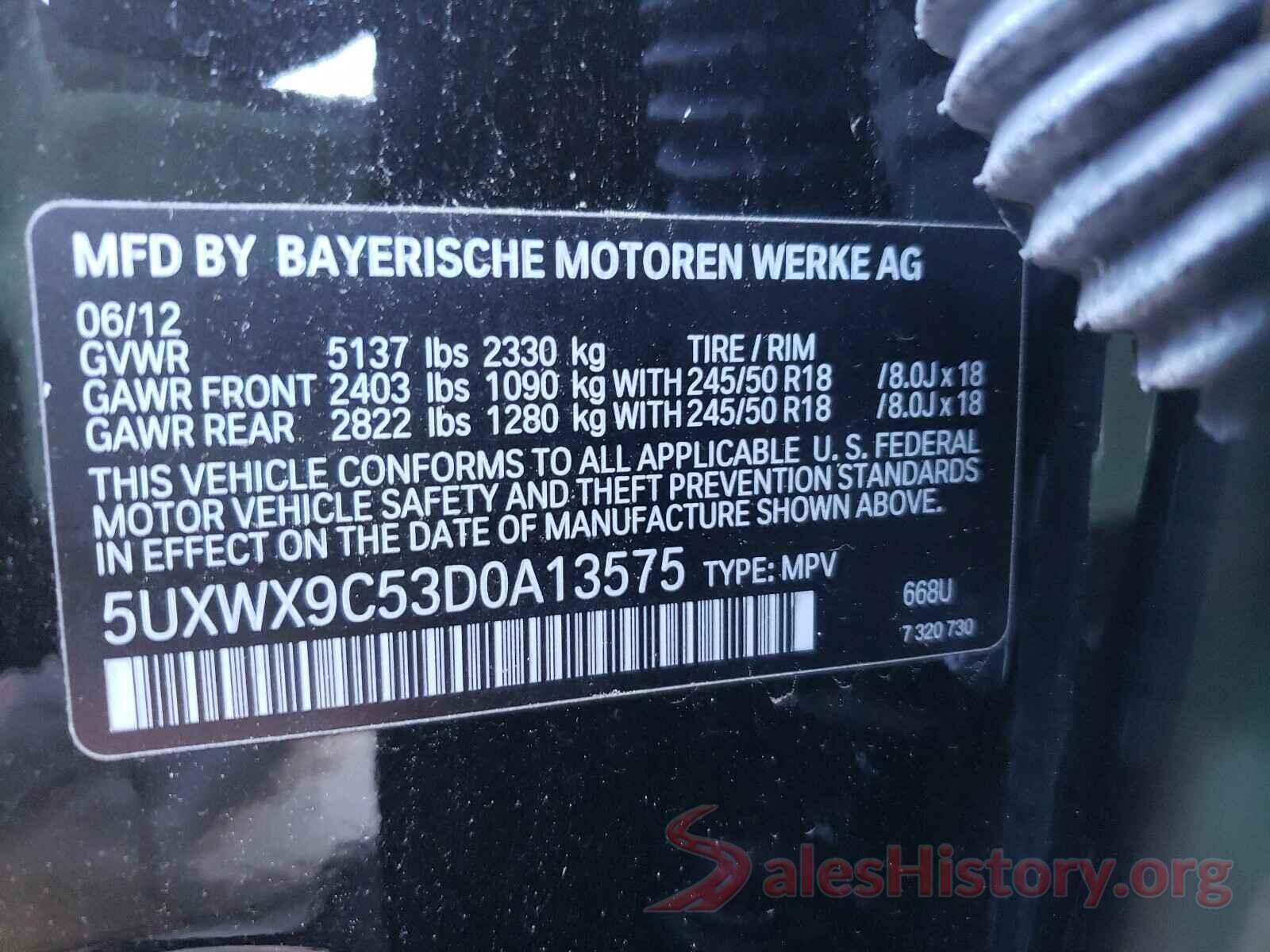 5UXWX9C53D0A13575 2013 BMW X3