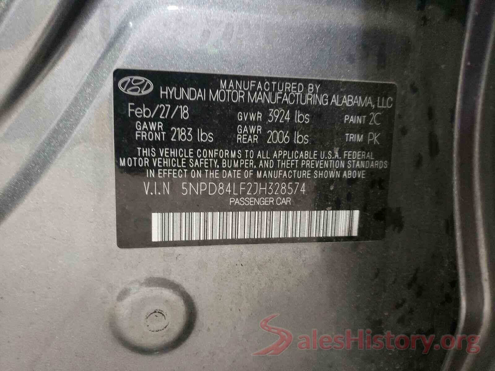 5NPD84LF2JH328574 2018 HYUNDAI ELANTRA