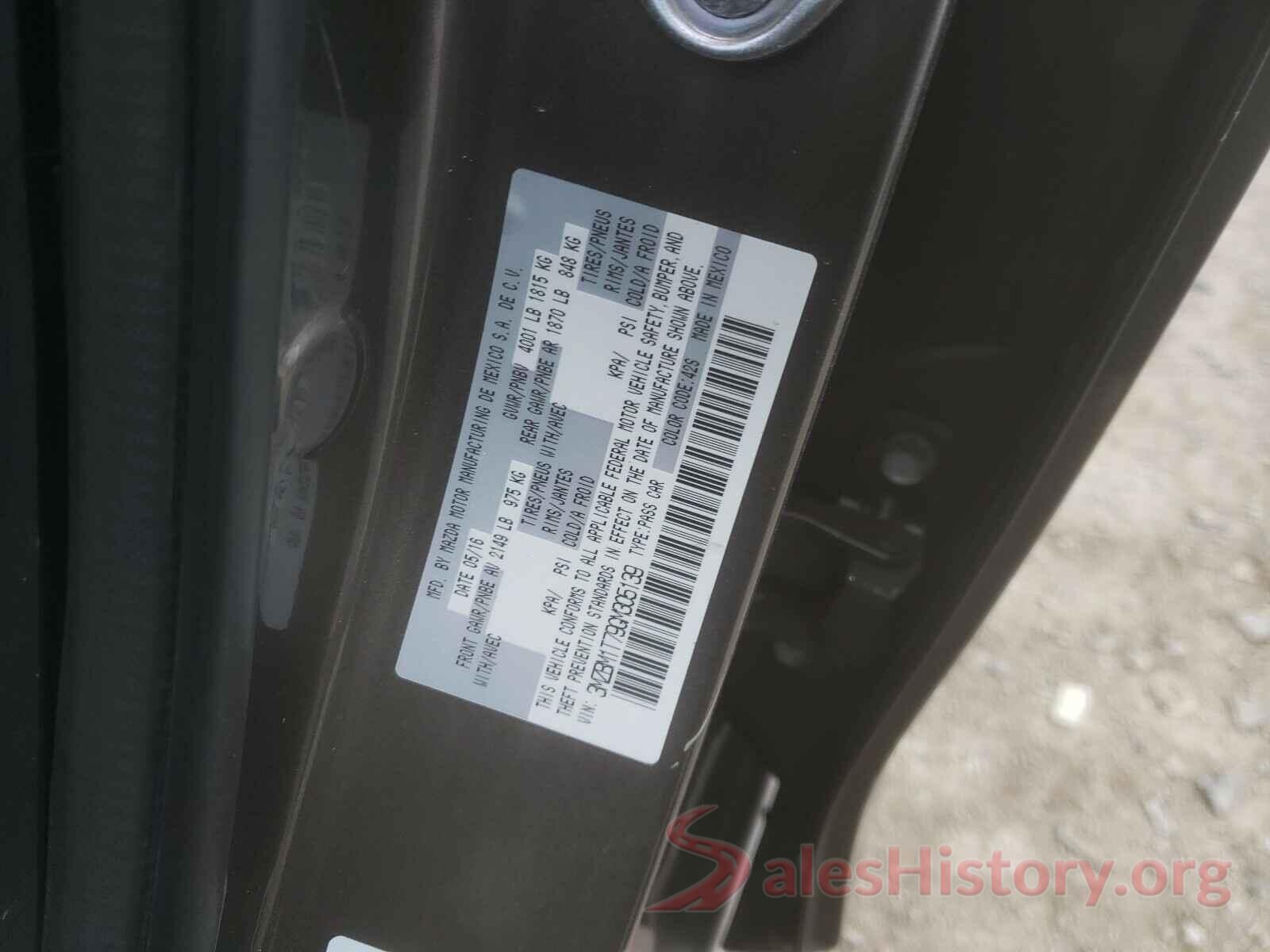 3MZBM1T79GM305139 2016 MAZDA 3